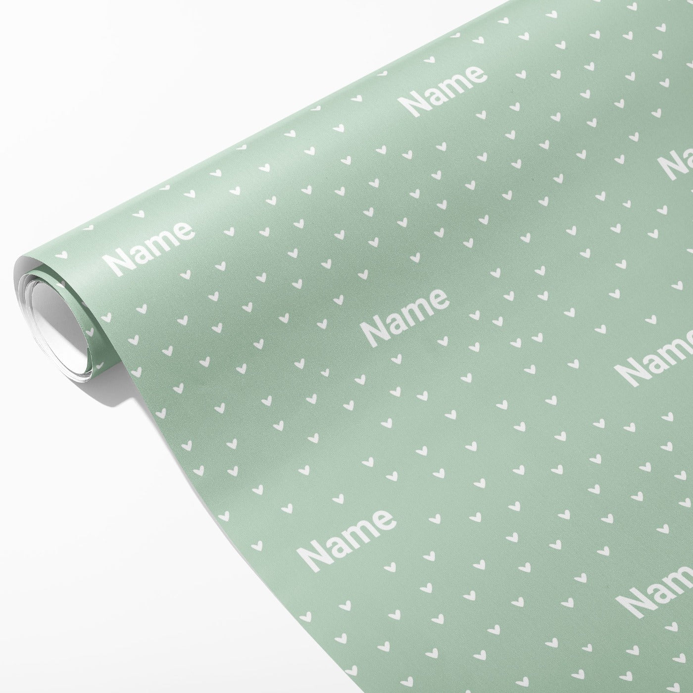 Green Heart Name Wrapping Paper
