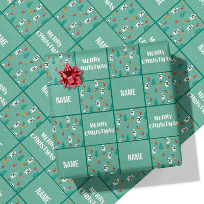 Green Christmas Name Wrapping Paper