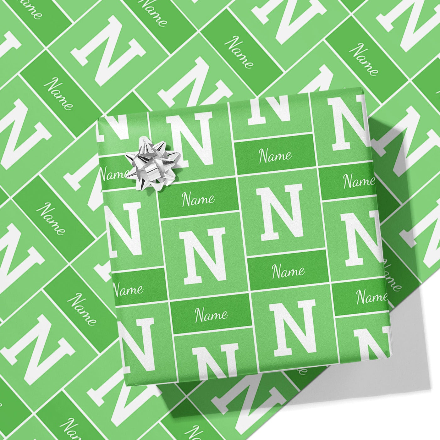 Green Colour Name and Initial Wrapping Paper