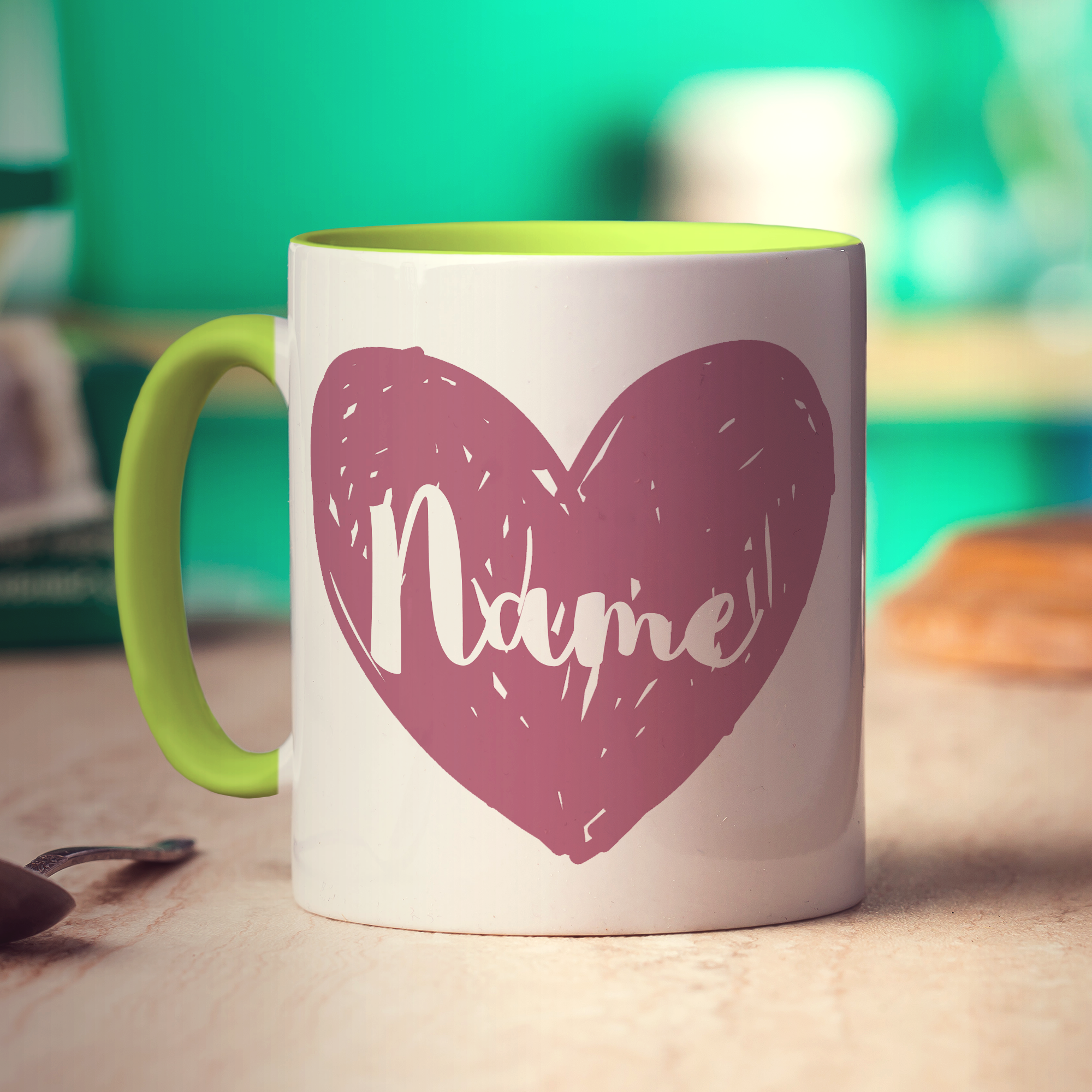 Bridesmaid Heart Name Mug - Standard 330ml (11oz) / Green