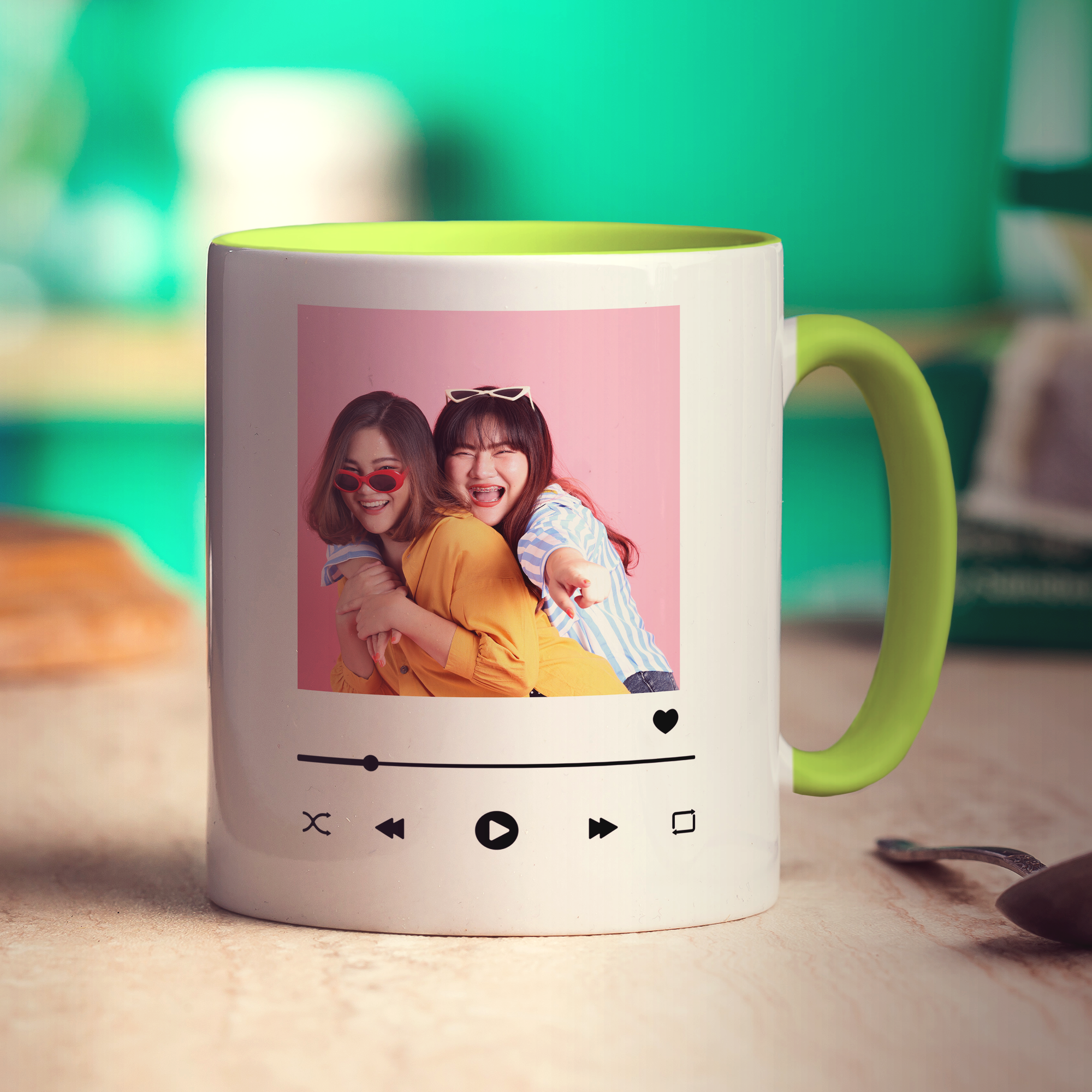 Music Player Personalised Photo Mug - Standard 330ml (11oz) / Green