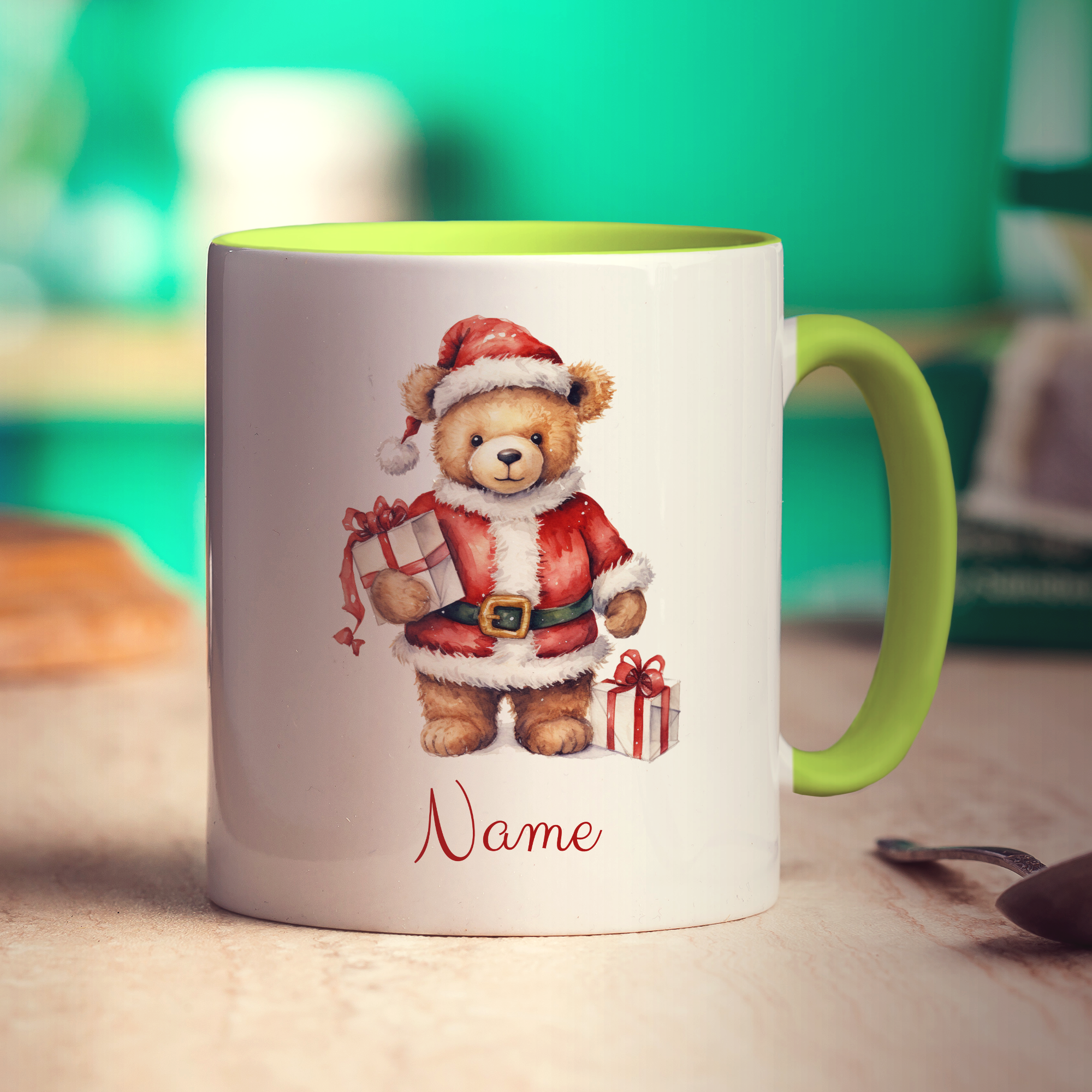 Christmas Teddy Bear Name Mug