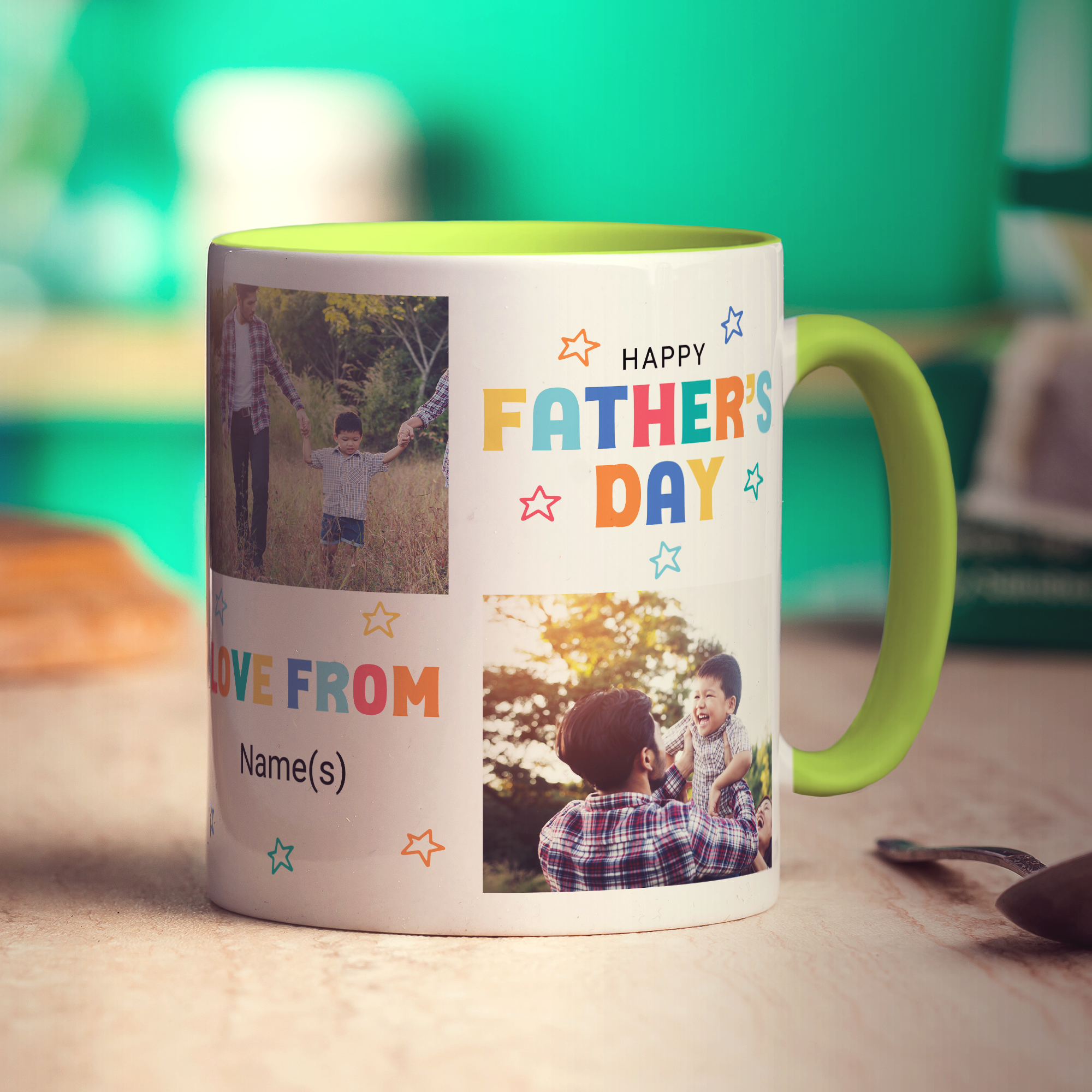 Colourful Happy Father's Day Photo and Text Mug