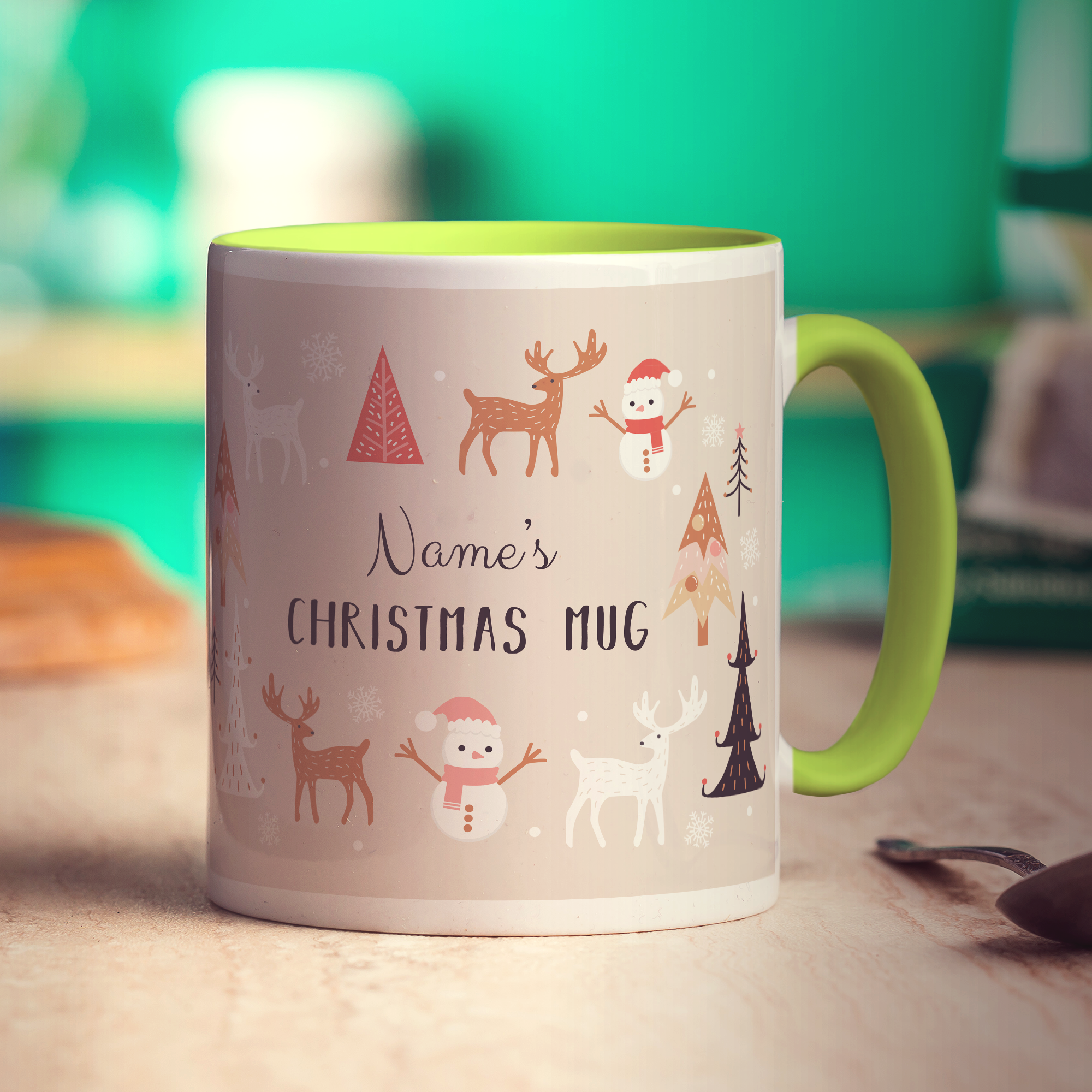 Neutral Christmas Theme Name Mug