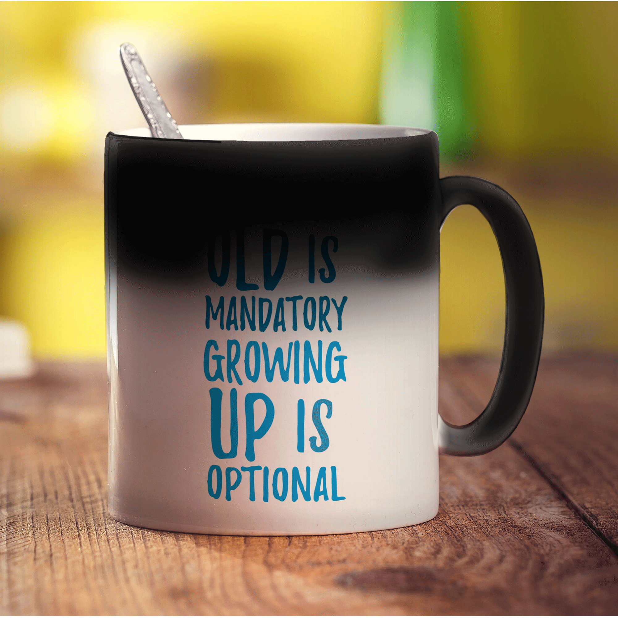 Growing Old is Mandatory Growing Up Is Optional Mug - Standard 330ml (11oz) / Magic Mug