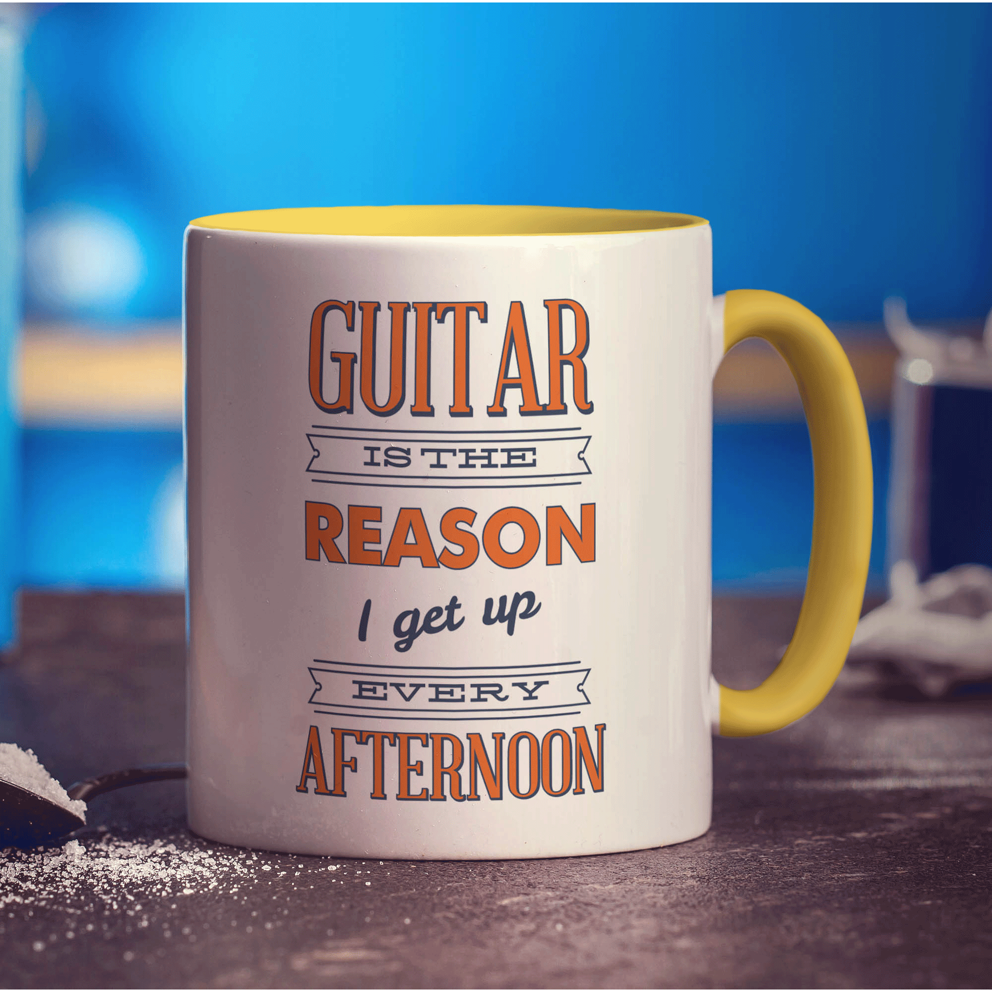 Guitar is the Reason I Get Up Every Afternoon Mug - Standard 330ml (11oz) / Yellow