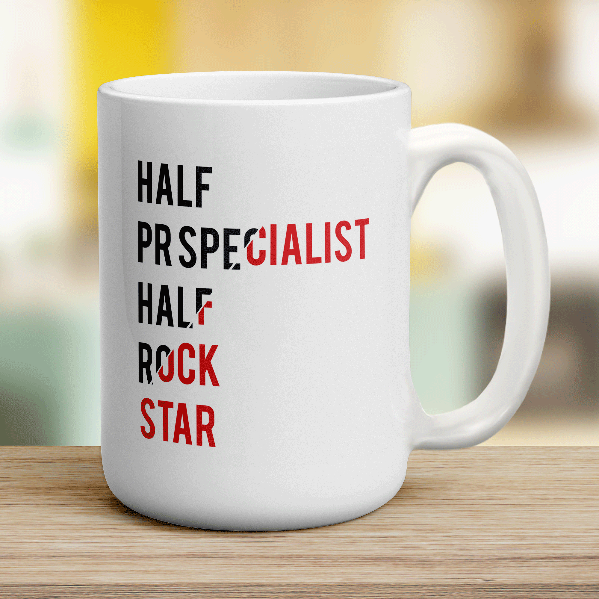 Half PR Specialist Half Rock Star Mug - Jumbo 440ml (15oz) / White