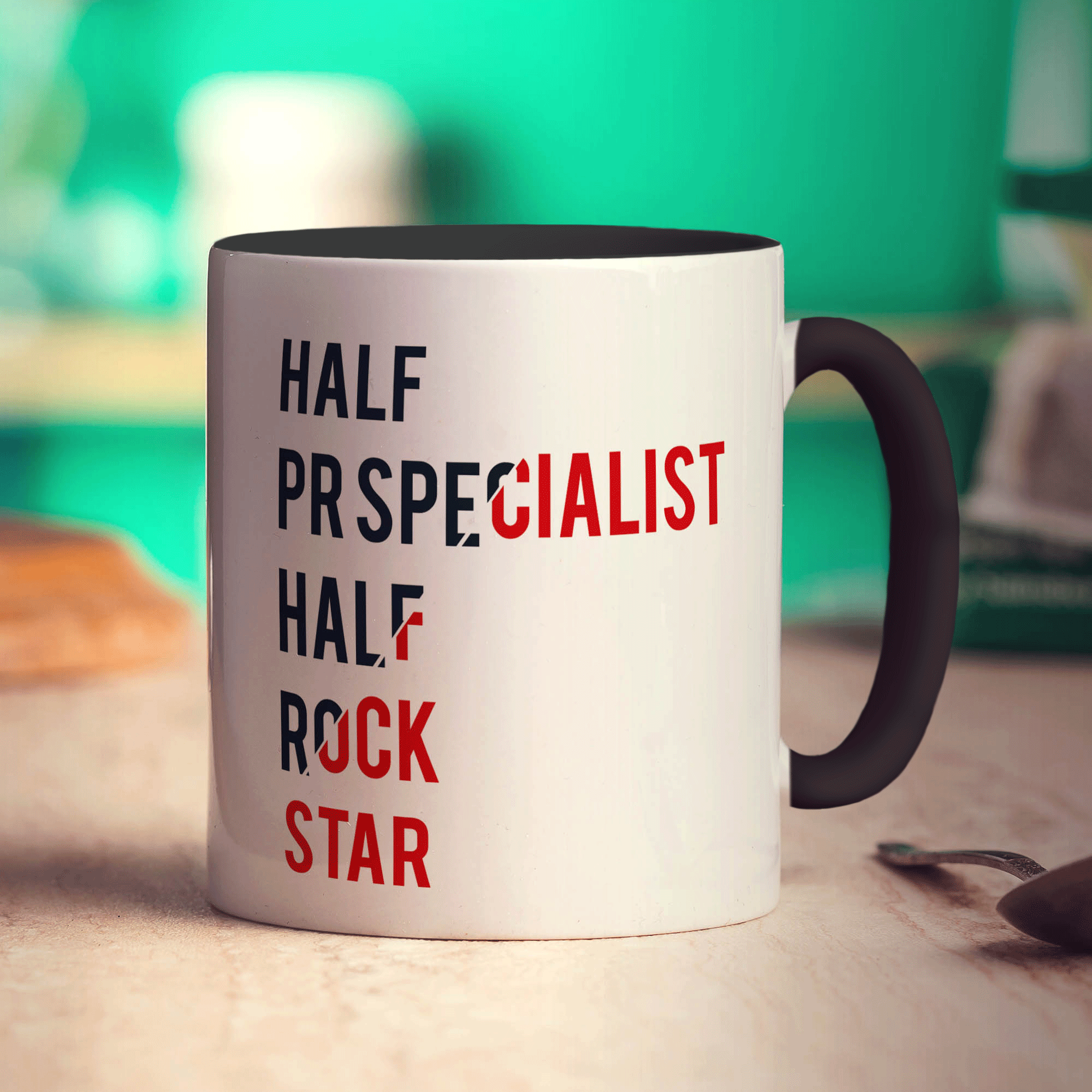 Half PR Specialist Half Rock Star Mug - Standard 330ml (11oz) / Black