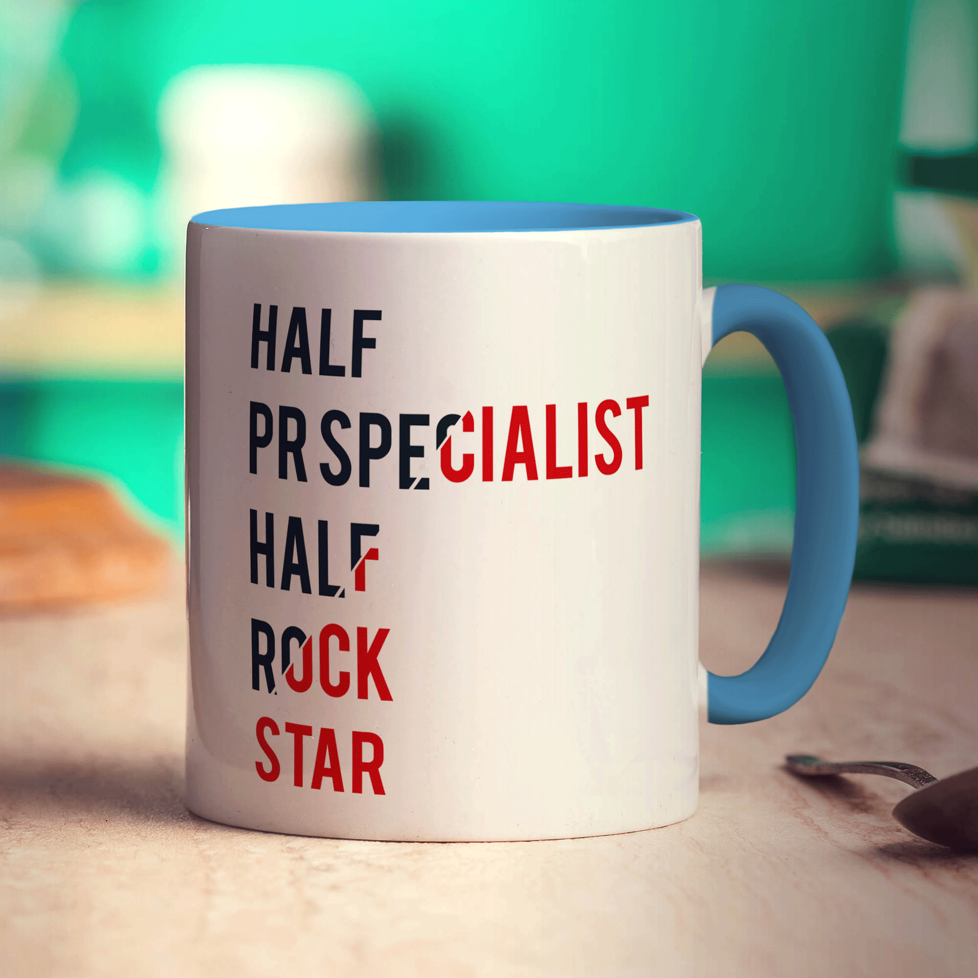 Half PR Specialist Half Rock Star Mug - Standard 330ml (11oz) / Blue