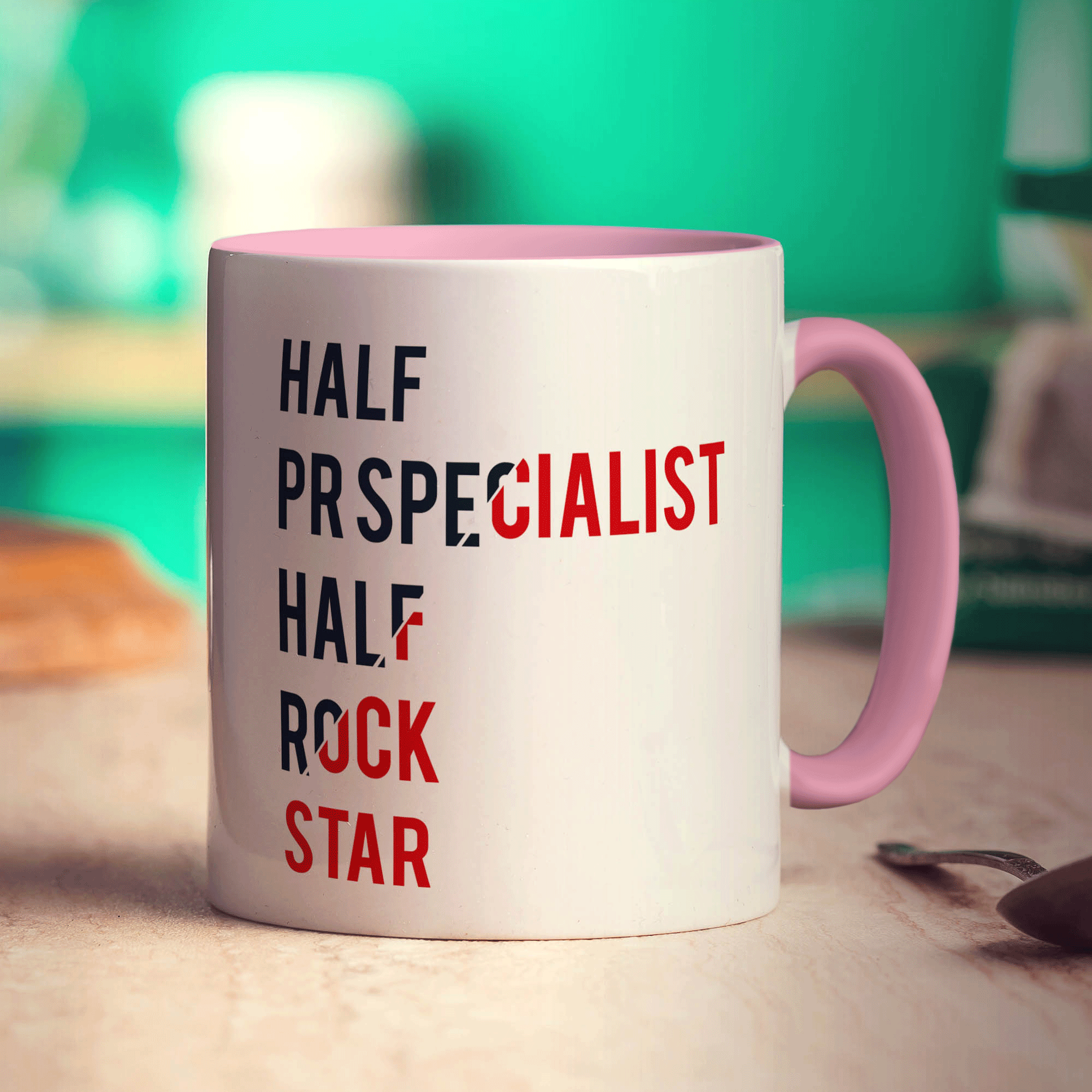 Half PR Specialist Half Rock Star Mug - Standard 330ml (11oz) / Pink