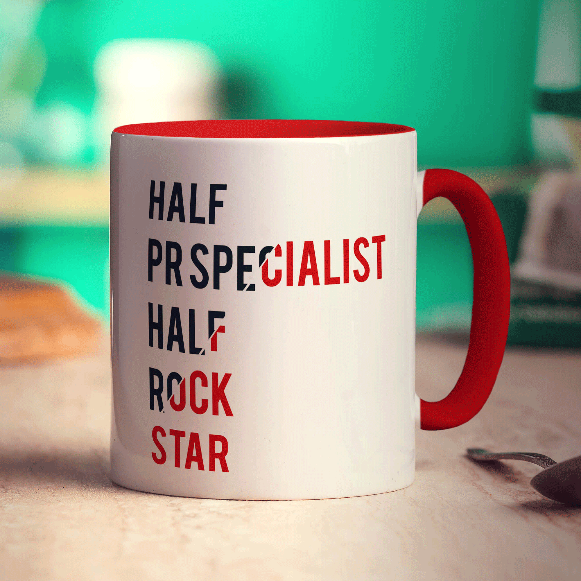 Half PR Specialist Half Rock Star Mug - Standard 330ml (11oz) / Red