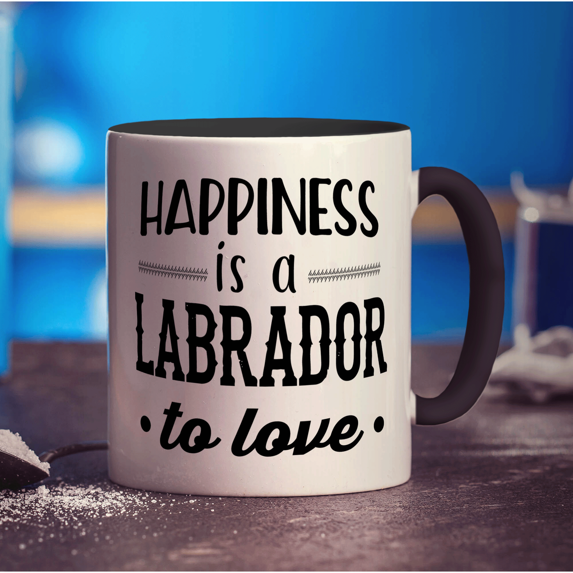 Happiness is a Labrador to Love Mug - Standard 330ml (11oz) / Black