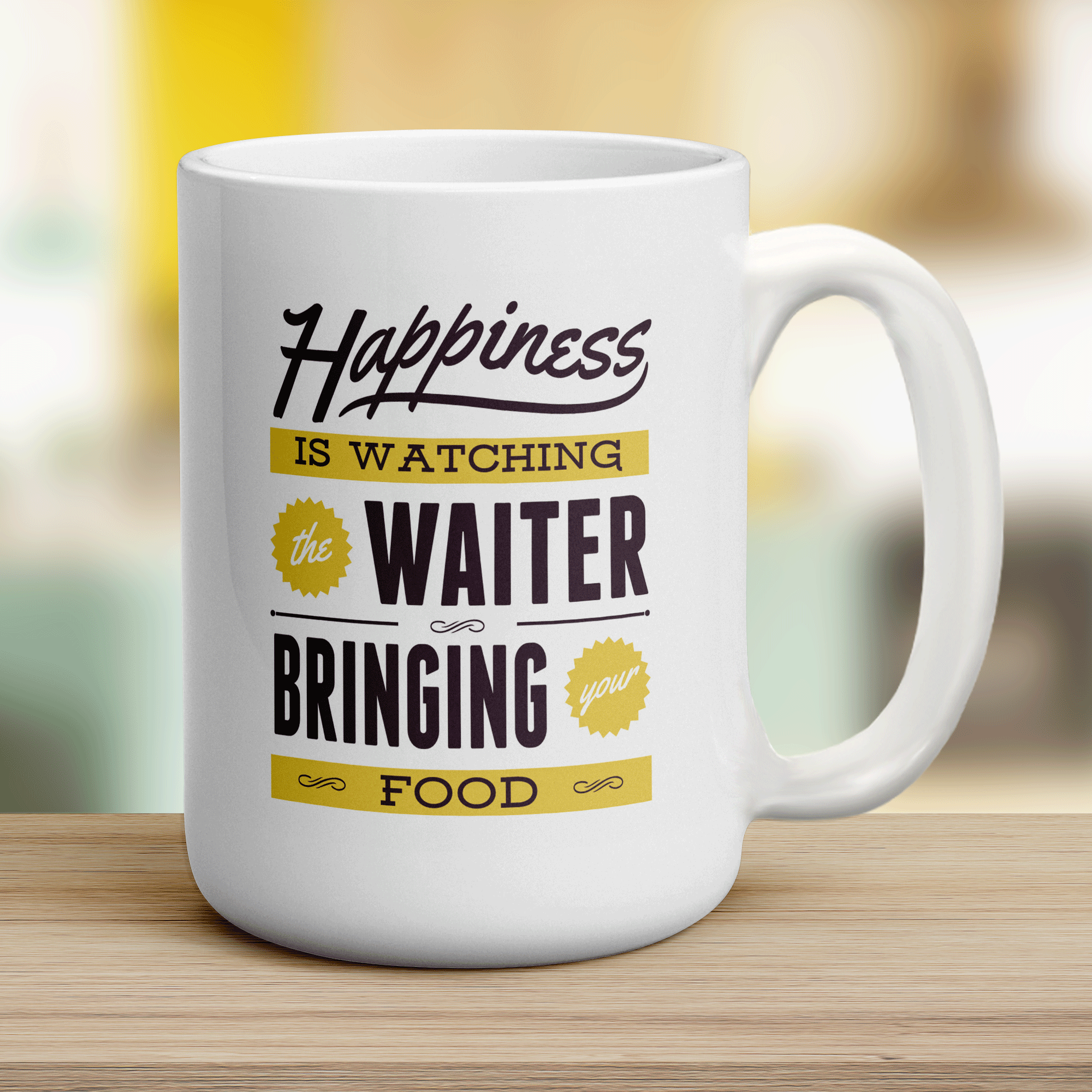 Happiness Is Watching the Waiter Bringing Your Food Mug - Jumbo 440ml (15oz) / White