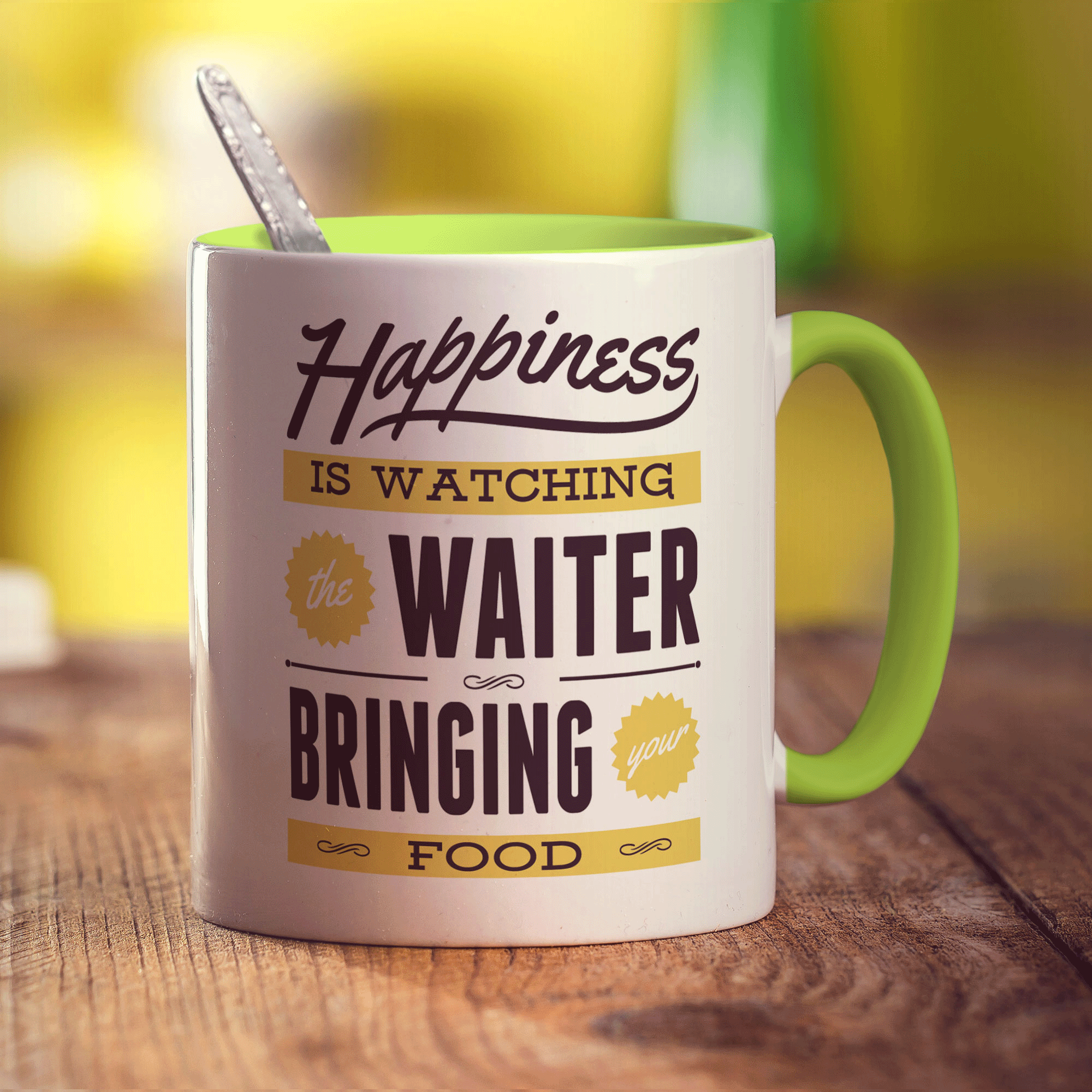 Happiness Is Watching the Waiter Bringing Your Food Mug - Standard 330ml (11oz) / Green