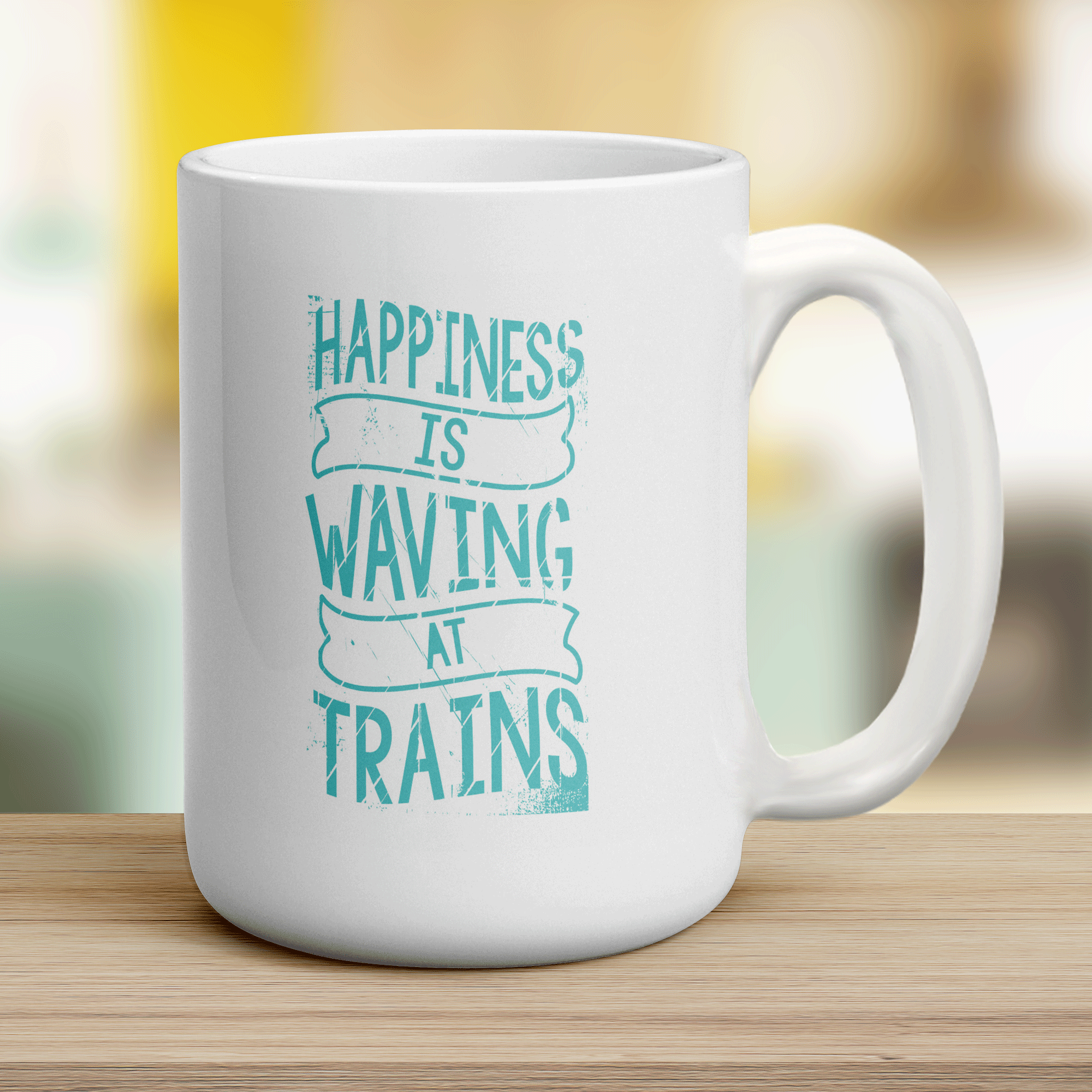 Happiness is Waving At Trains Mug