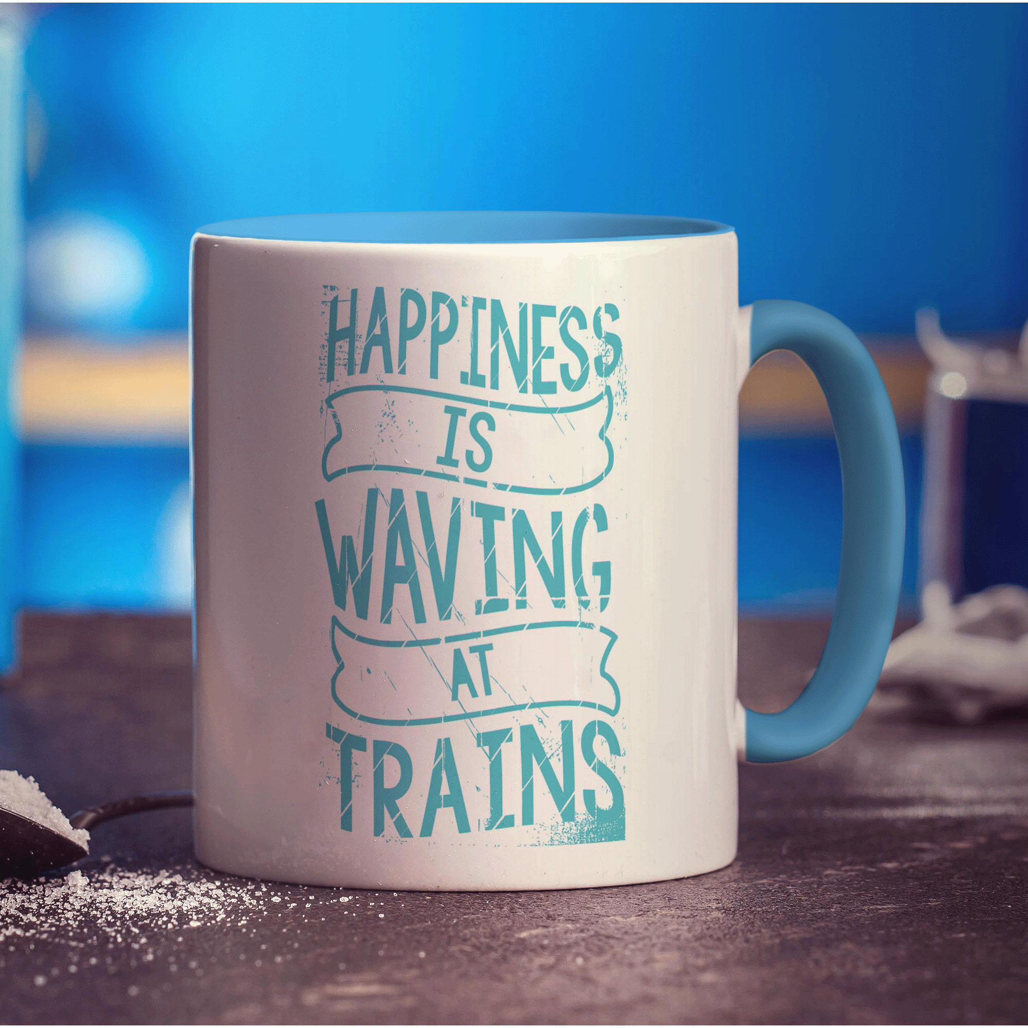 Happiness is Waving At Trains Mug