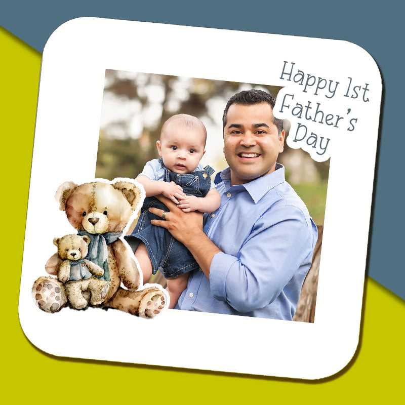 Happy 1st Father's Day Photo Coaster