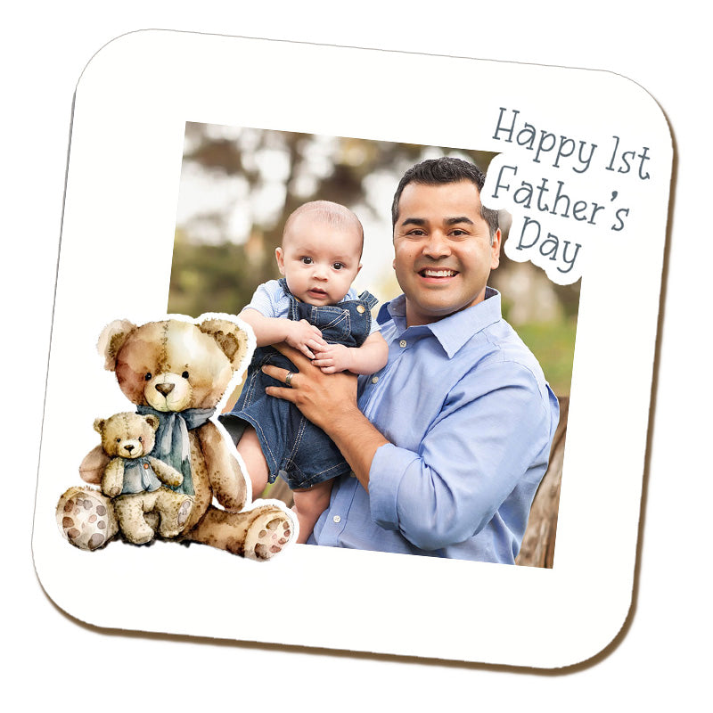 Happy 1st Father's Day Photo Coaster