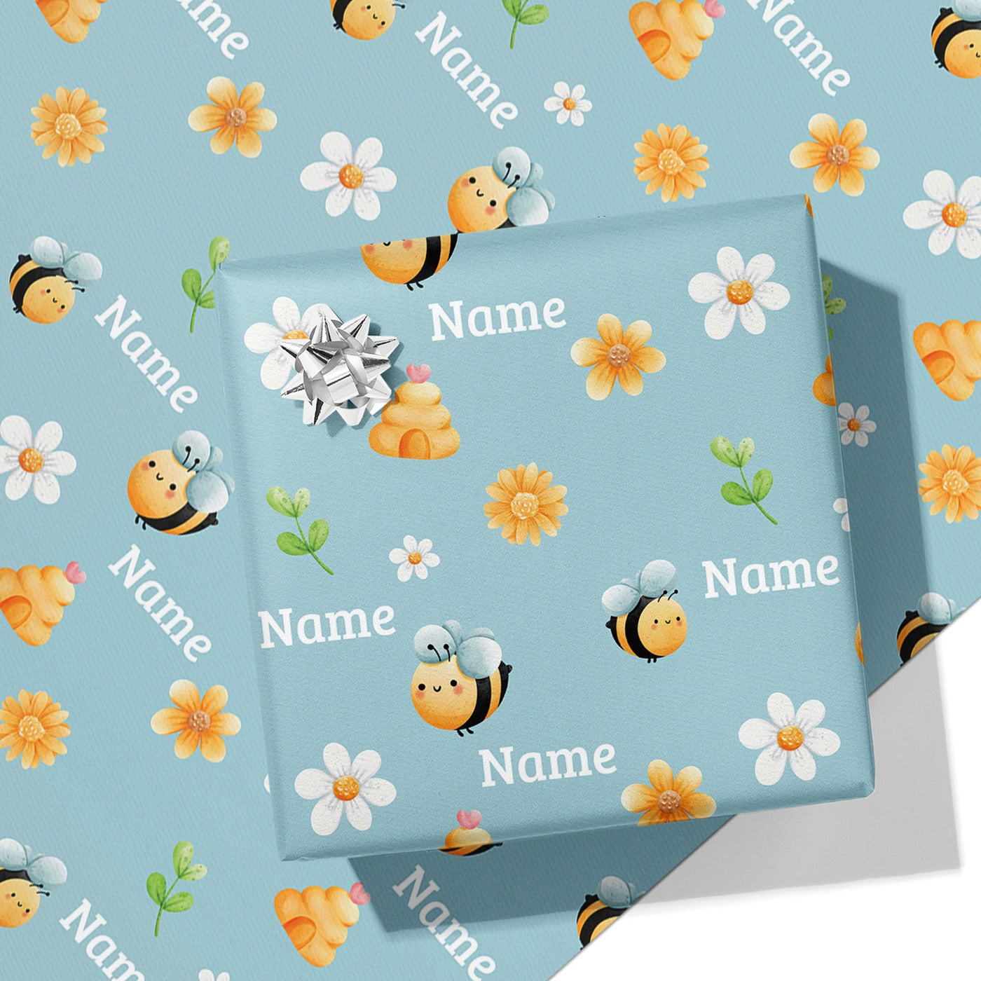 Happy Bee Name Wrapping Paper