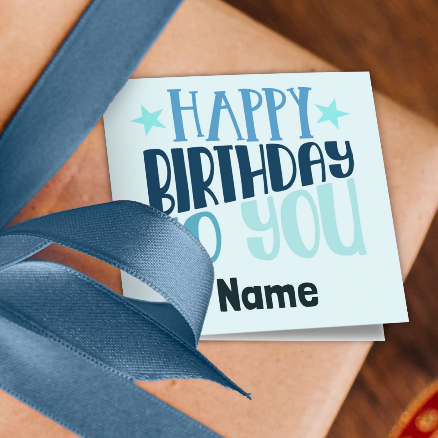 Happy Birthday Blue Pattern Name Wrapping Paper