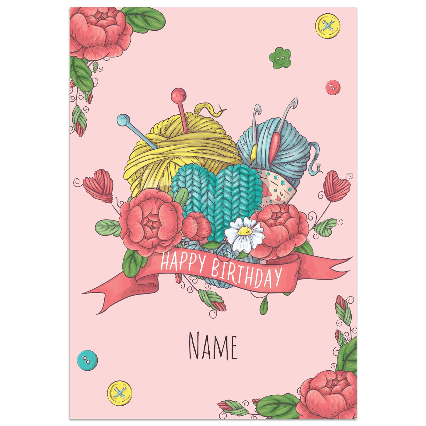 Knitting Happy Birthday Card