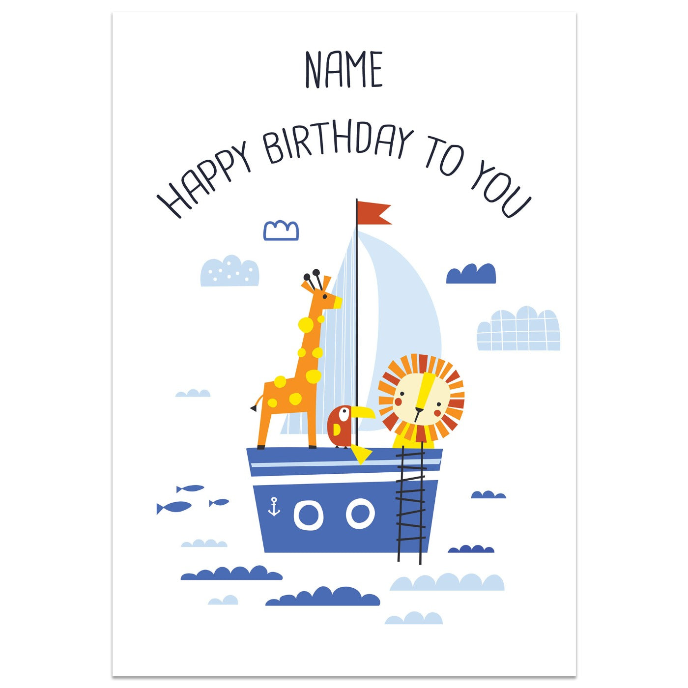 Animal Boat Birthday Card