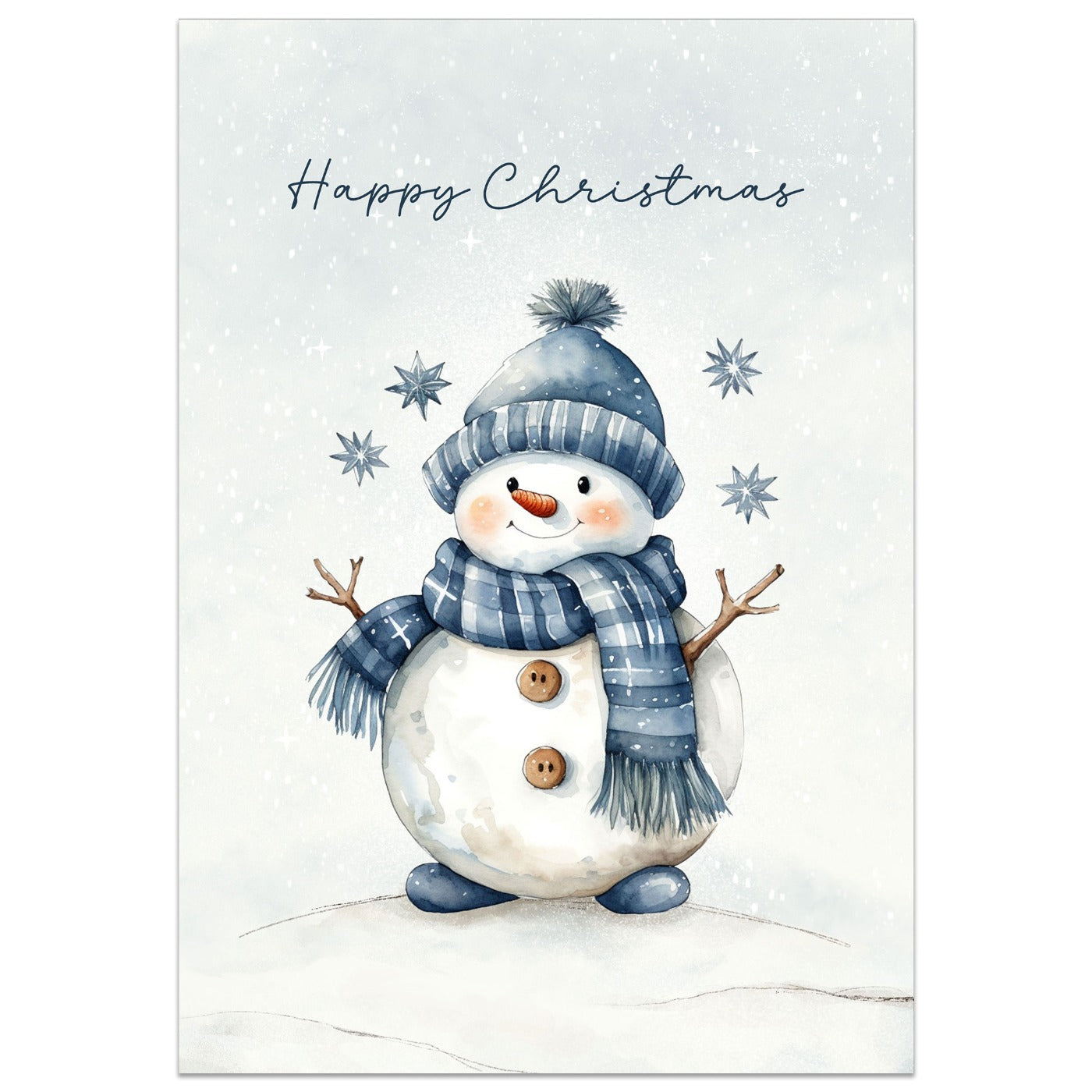 Happy Christmas Watercolour Snowman Card