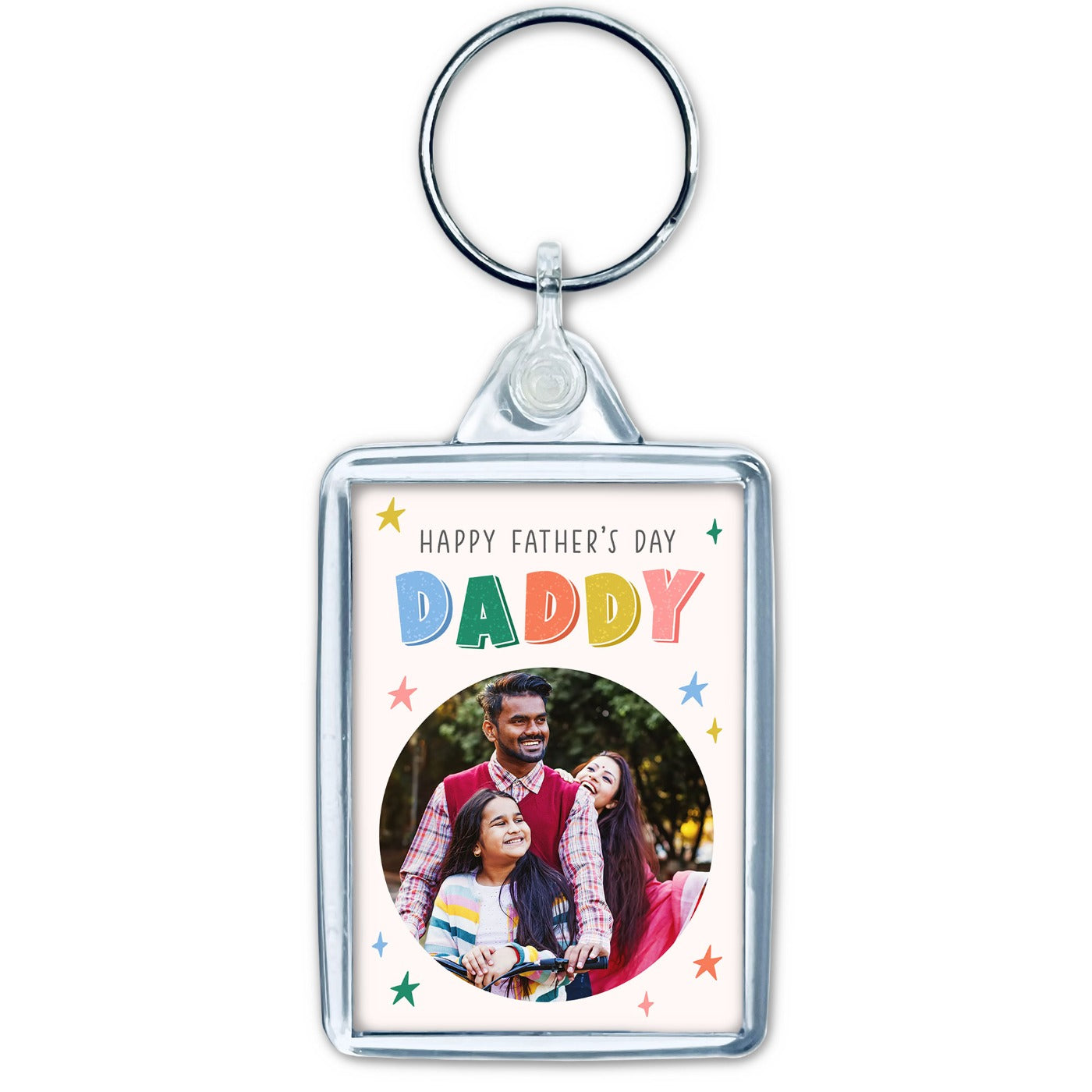 Happy Father's Day Daddy Star Photo Keyring