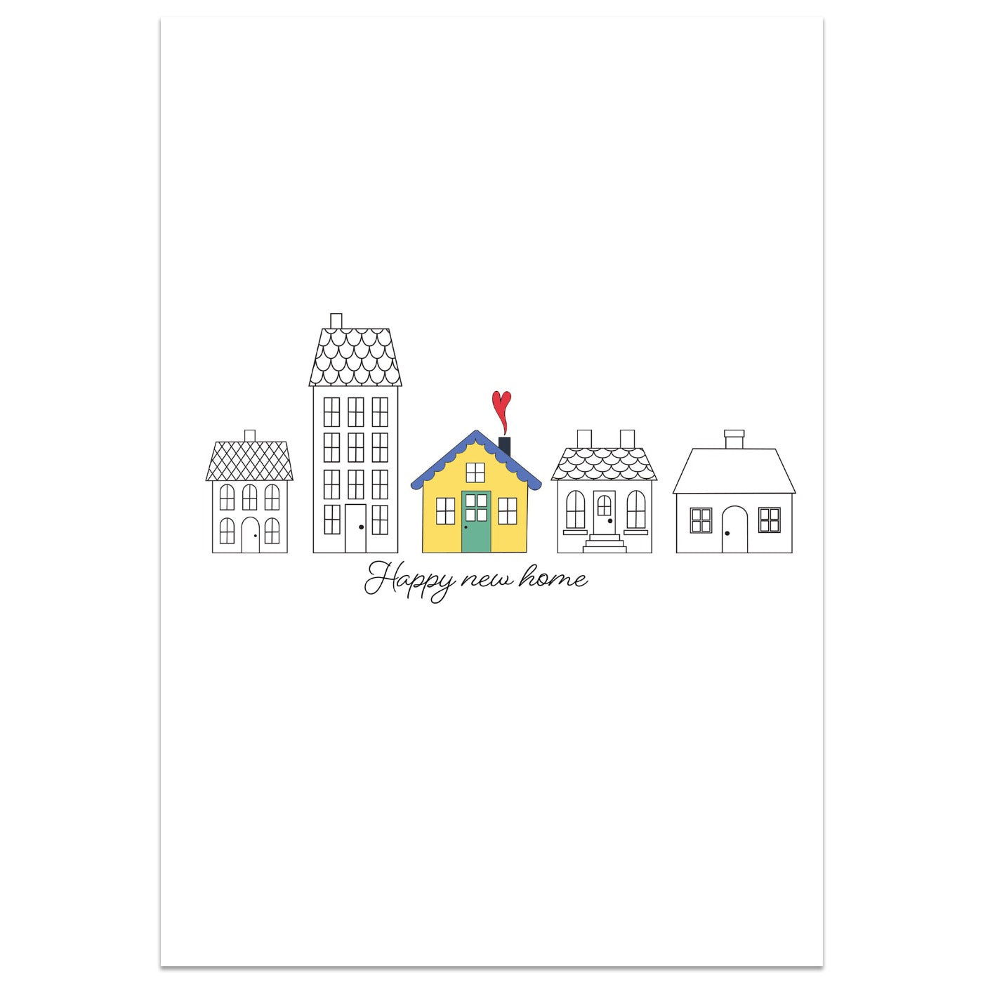 Colourful House Happy New Home Card