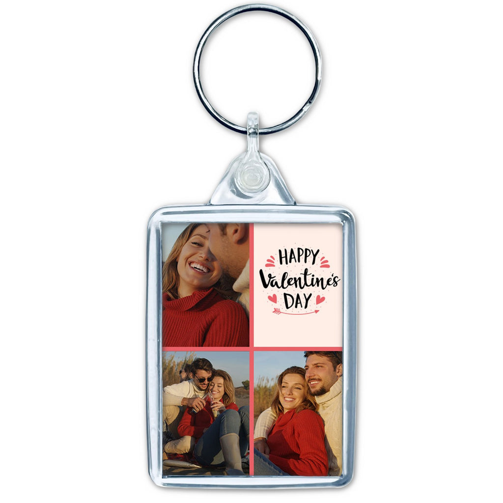 Happy Valentine's Day Photo Grid Keyring