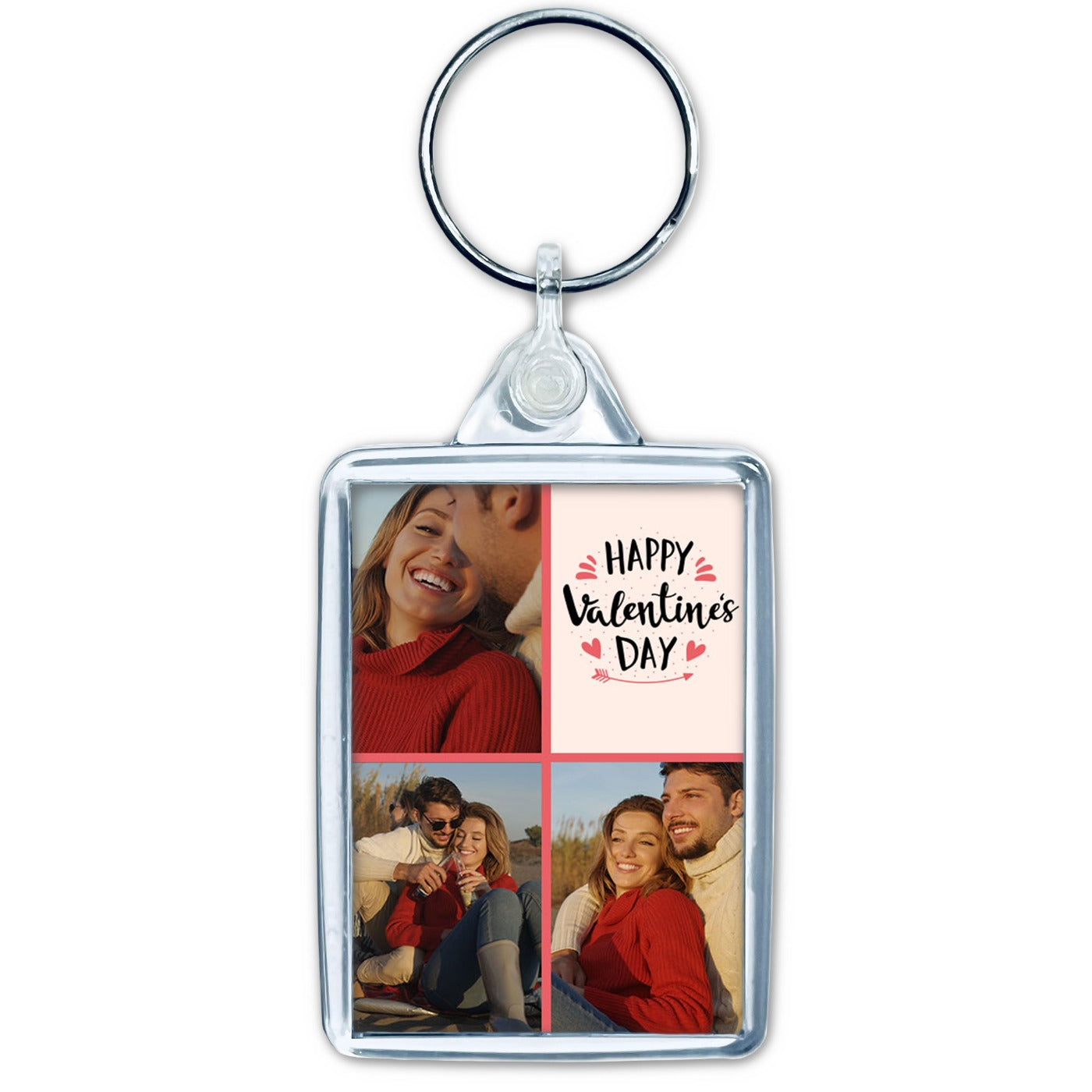 Happy Valentine's Day Photo Grid Keyring