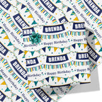 Birthday Bunting Name Wrapping Paper