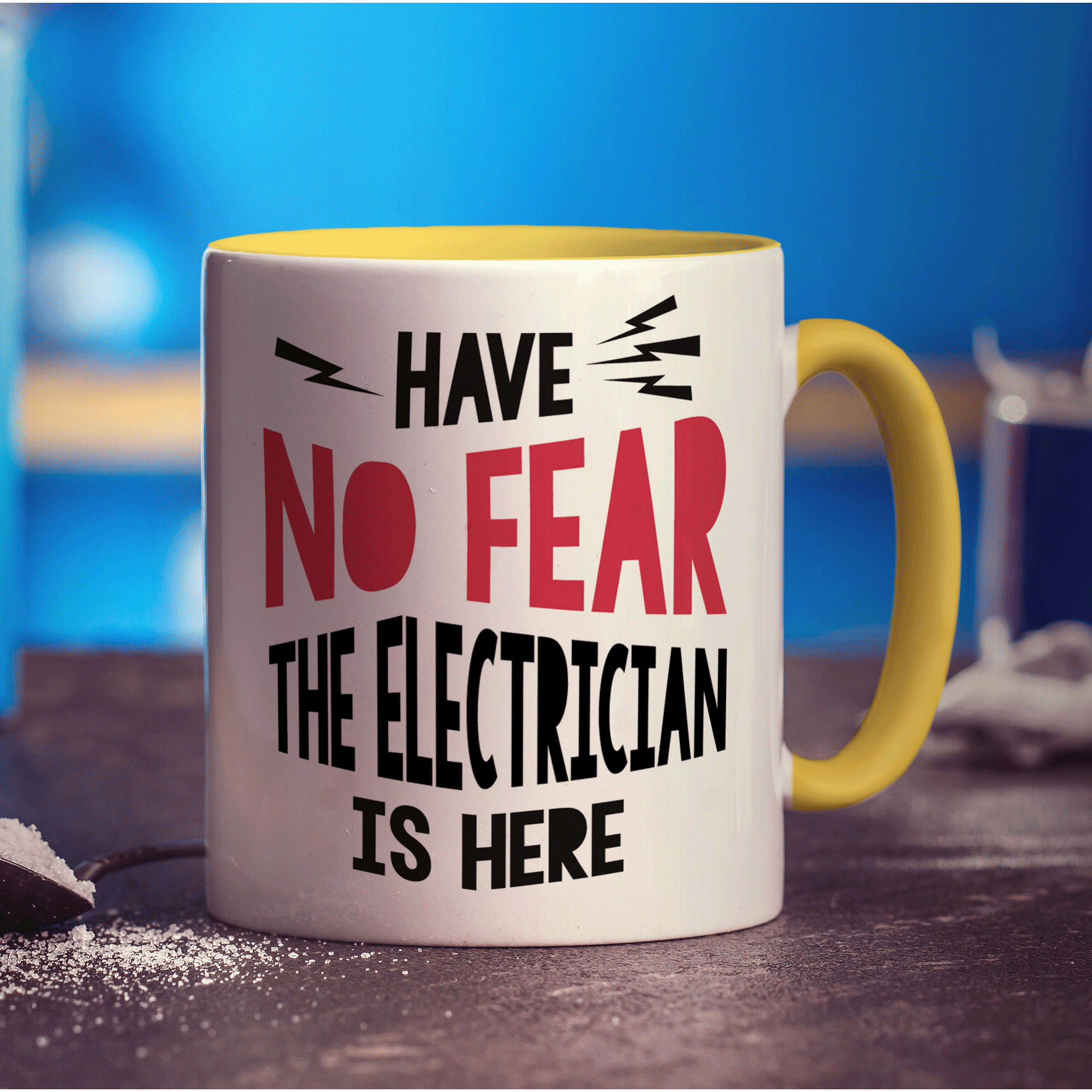 Have No Fear The Electrician is Here Mug - Standard 330ml (11oz) / Yellow