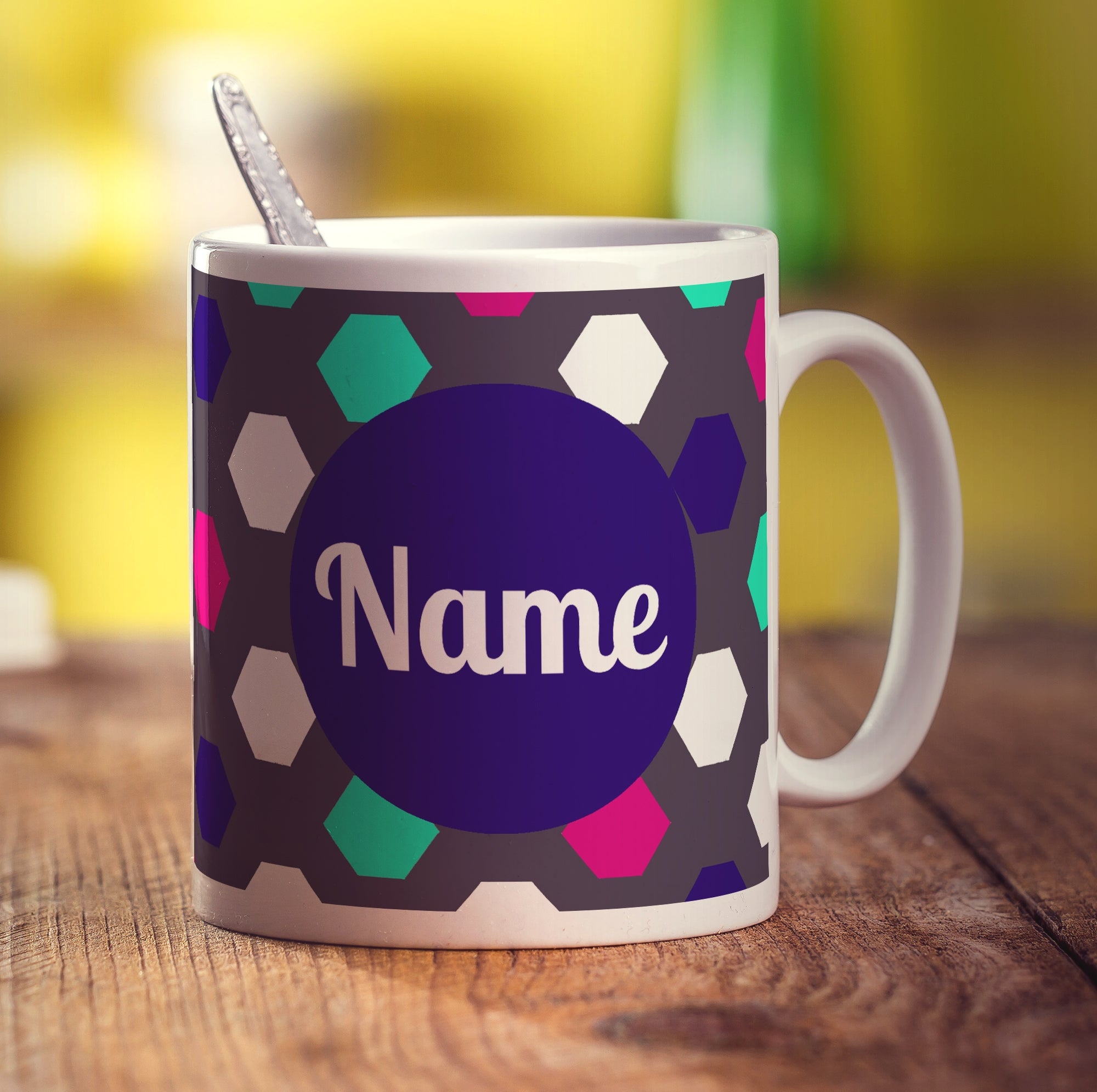 Hexagon Name Mug by Jessica Peppin