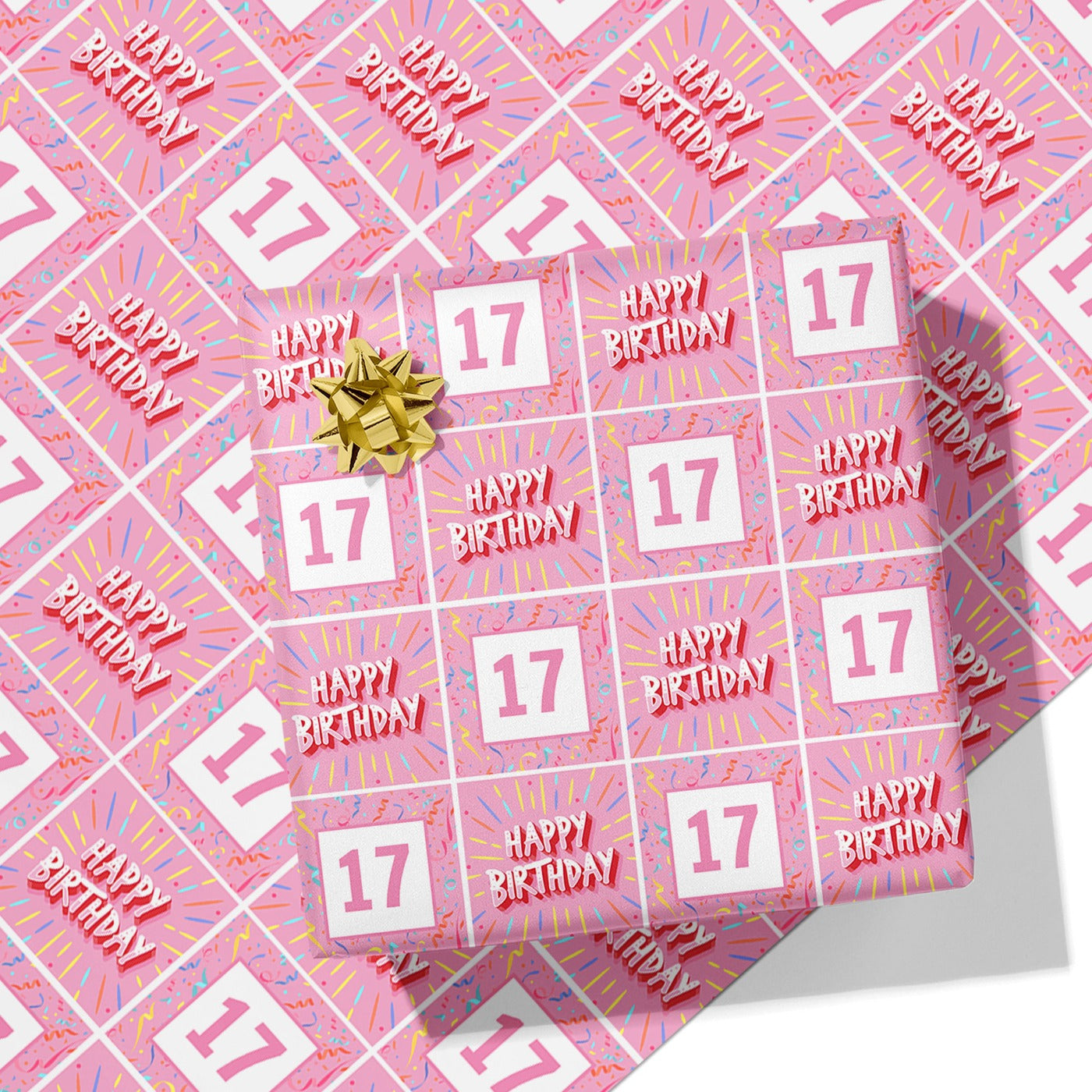 Pink Happy Birthday Wrapping Paper - Add Any Age
