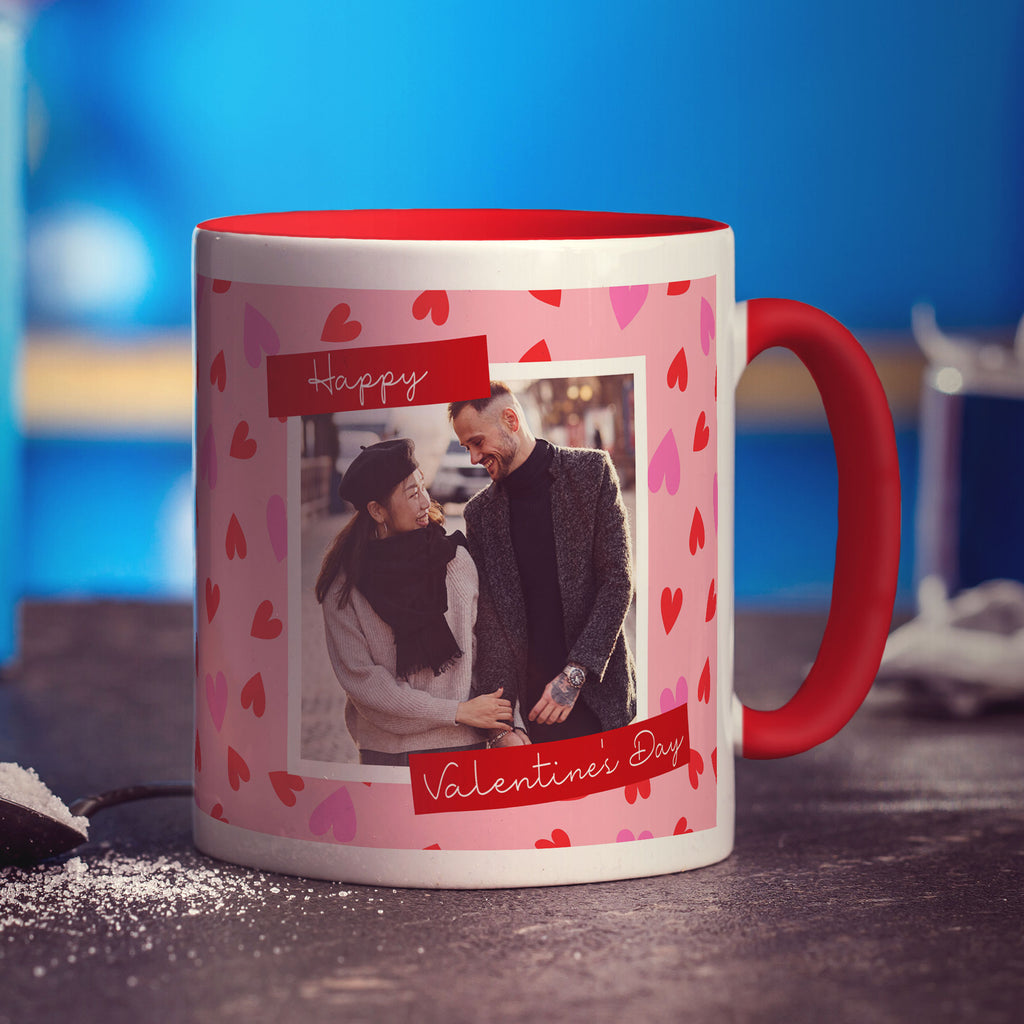 Heart Background Valentine's Day Photo Mug - Standard 330ml (11oz) / Red