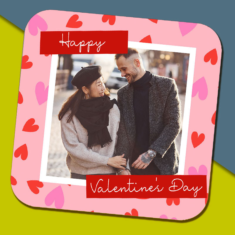 Heart Background Valentine's Day Photo Coaster