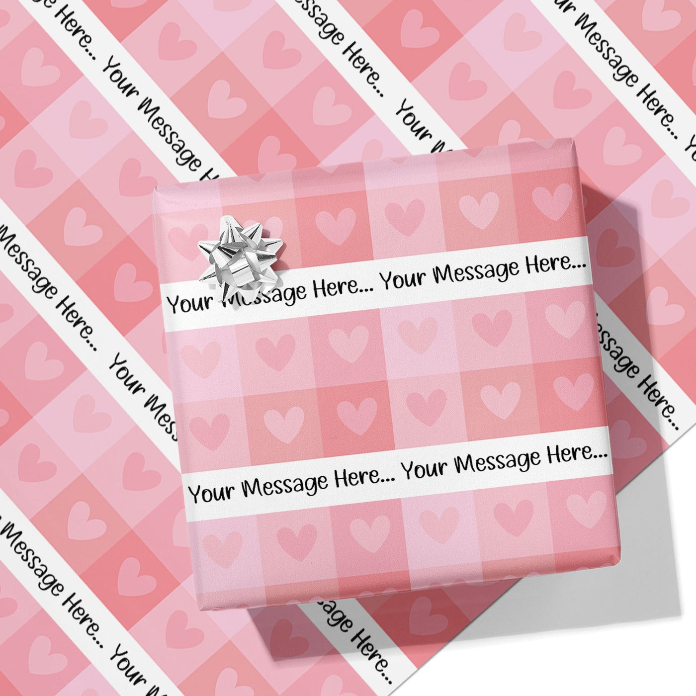 Heart Panel Message Wrapping Paper