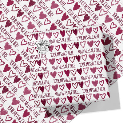 Heart Pattern Message Wrapping Paper
