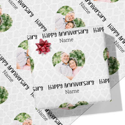 Heart Photo Anniversary Wrapping Paper