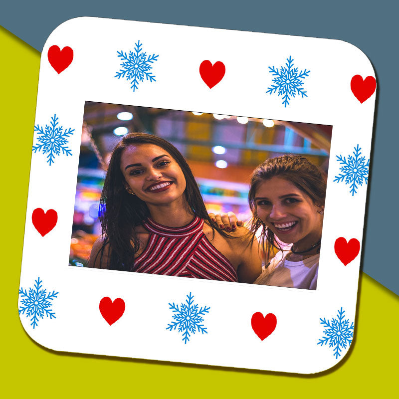 Hearts and Snowflakes Photo Coaster