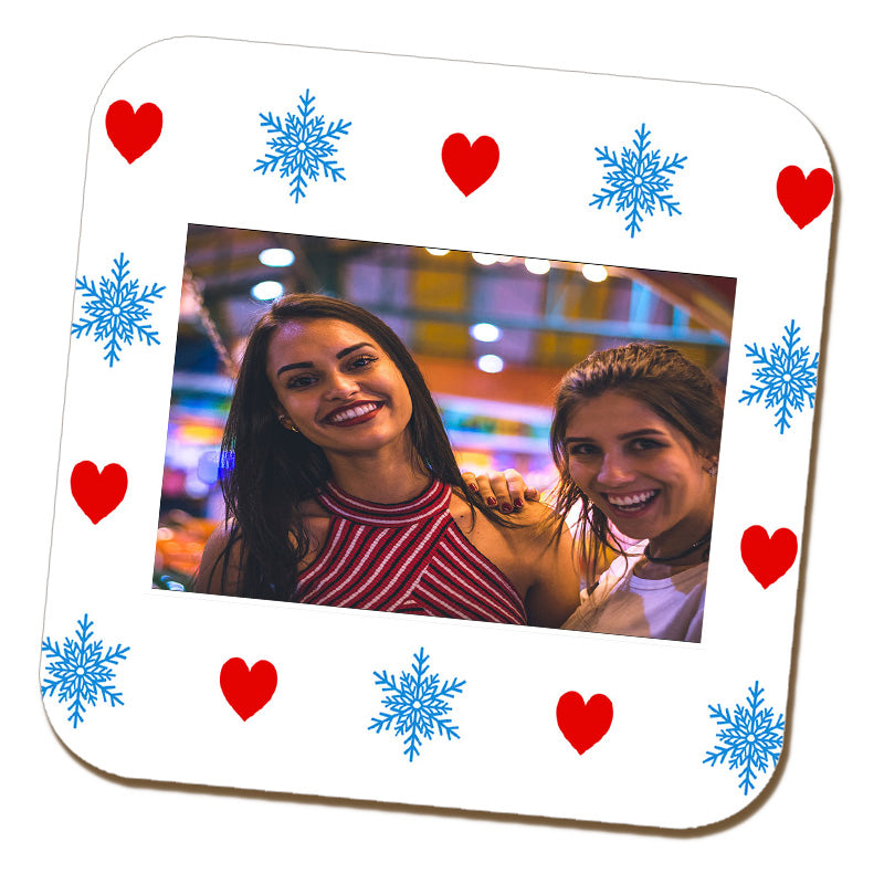 Hearts and Snowflakes Photo Coaster