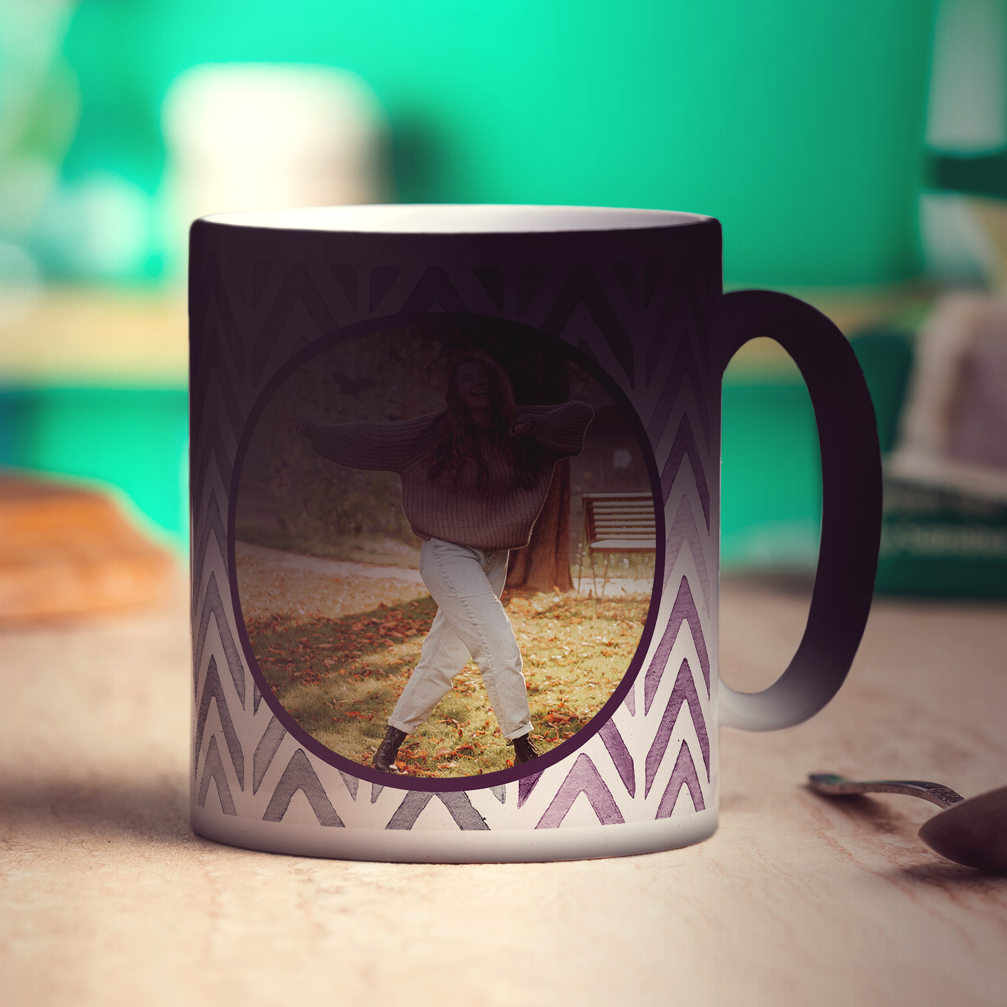 Purple Watercolour Chevron Photo Mug - Standard 330ml (11oz) / Magic Mug