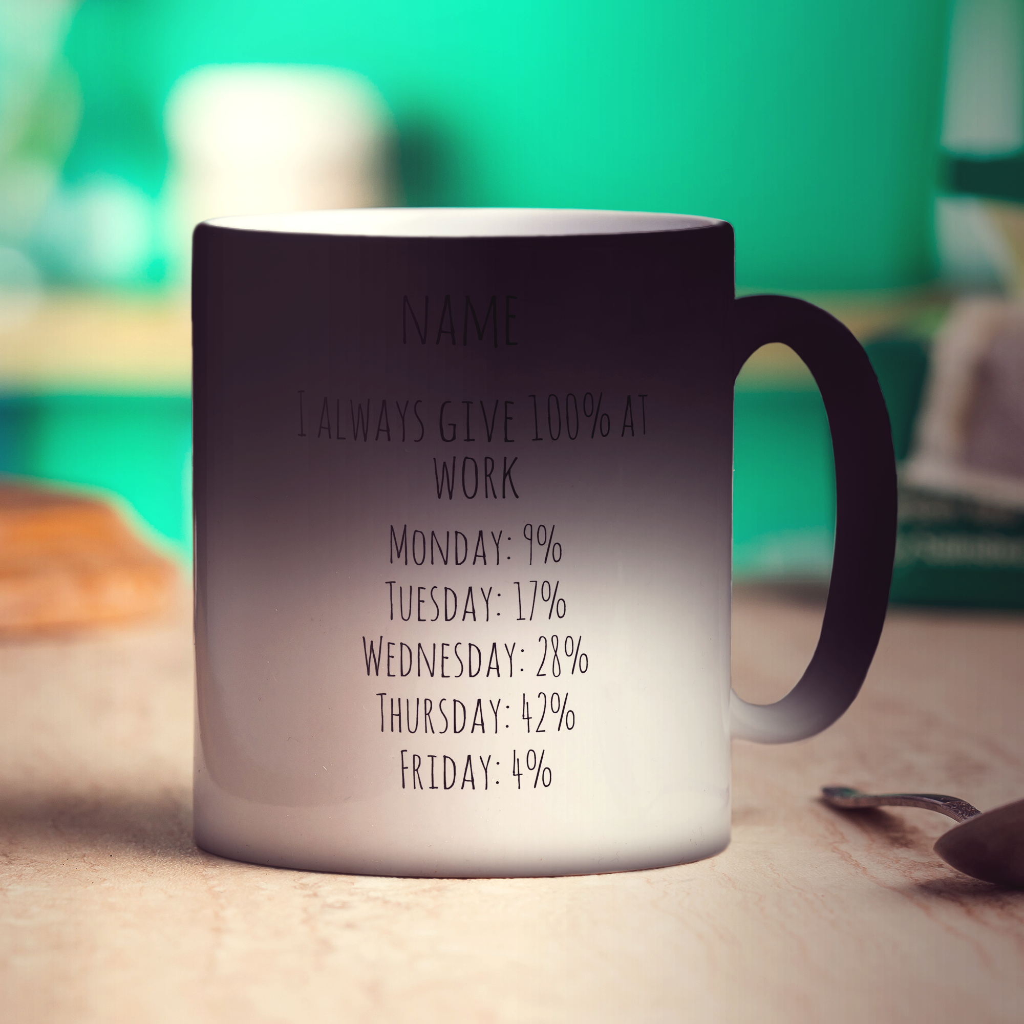 I Always Give 100% at Work Personalised Mug - Standard 330ml (11oz) / Magic Mug