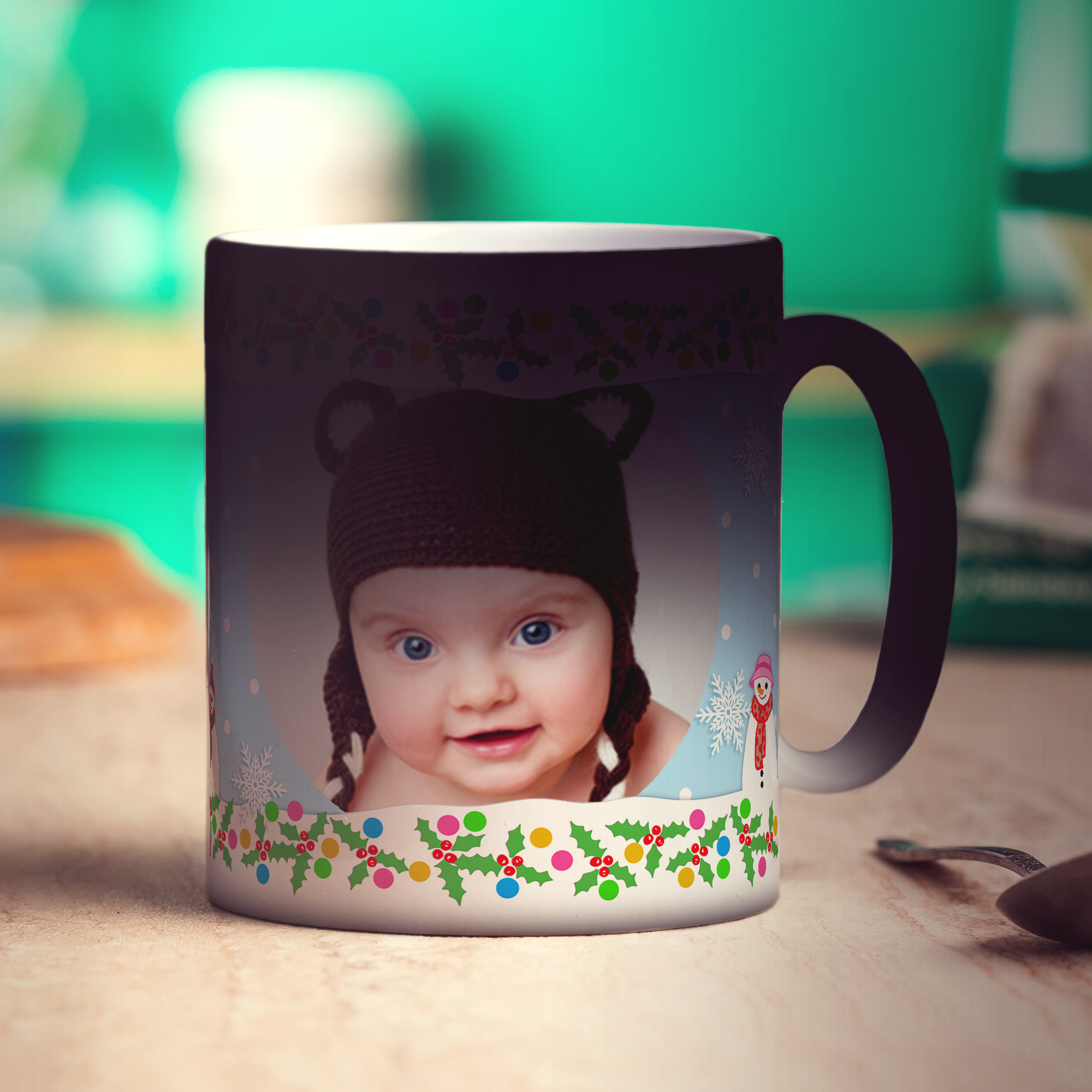 Snowmen Personalised Photo Mug - Standard 330ml (11oz) / Magic Mug