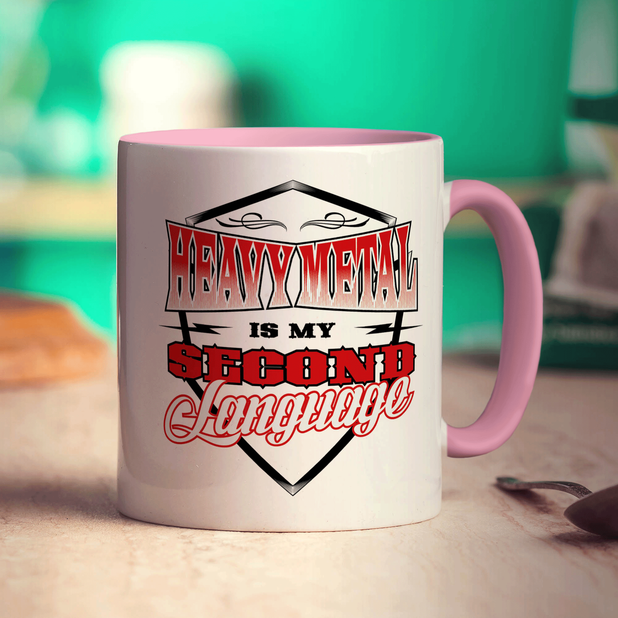 Heavy Metal is My Second Language Mug - Standard 330ml (11oz) / Pink