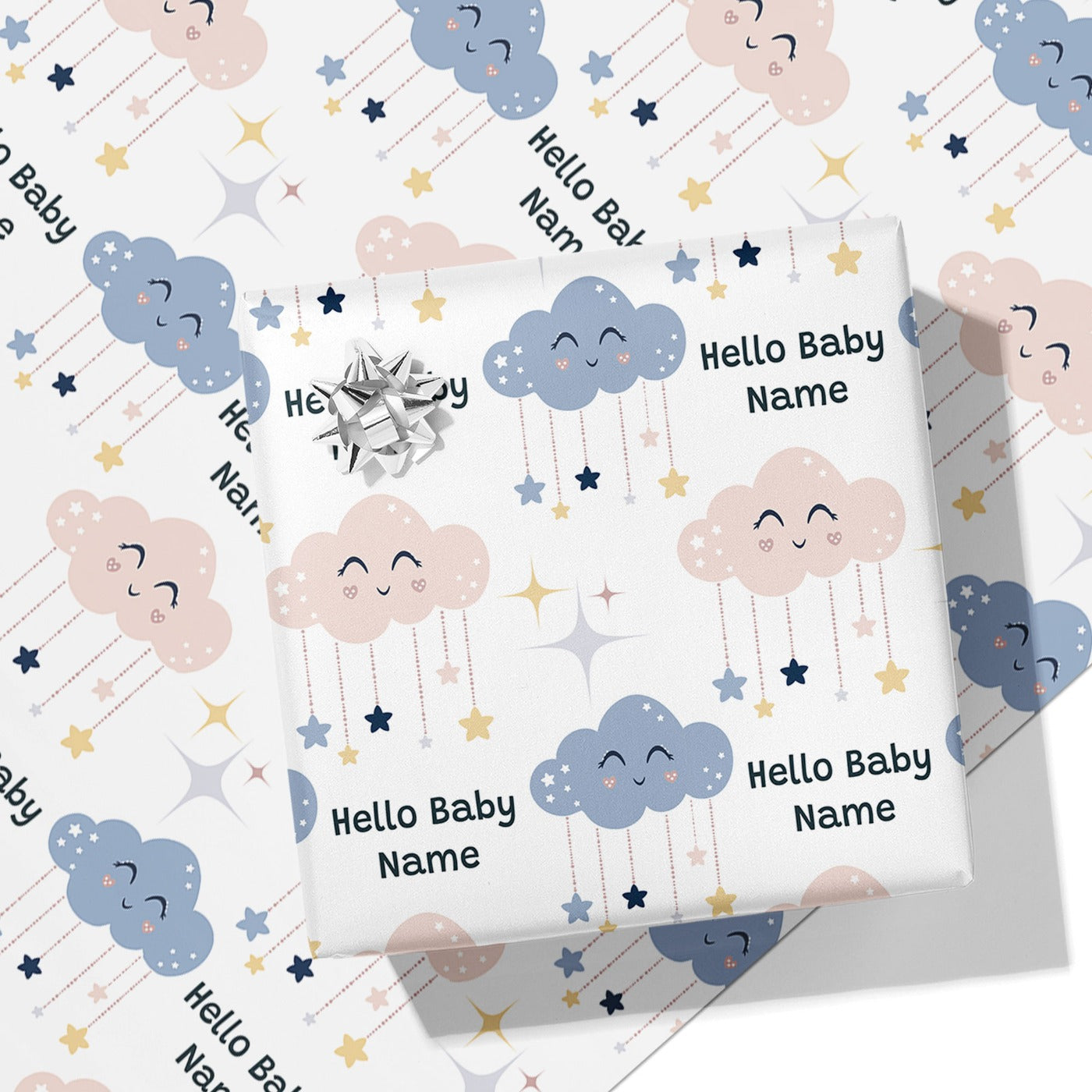 Hello Baby Name Cloud Wrapping Paper