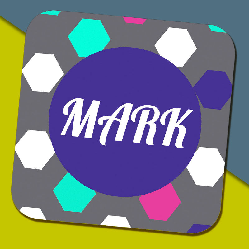 Hexagon Name Coaster by Jessica Peppin