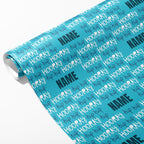 Hip Hip Hooray Blue Name Wrapping Paper