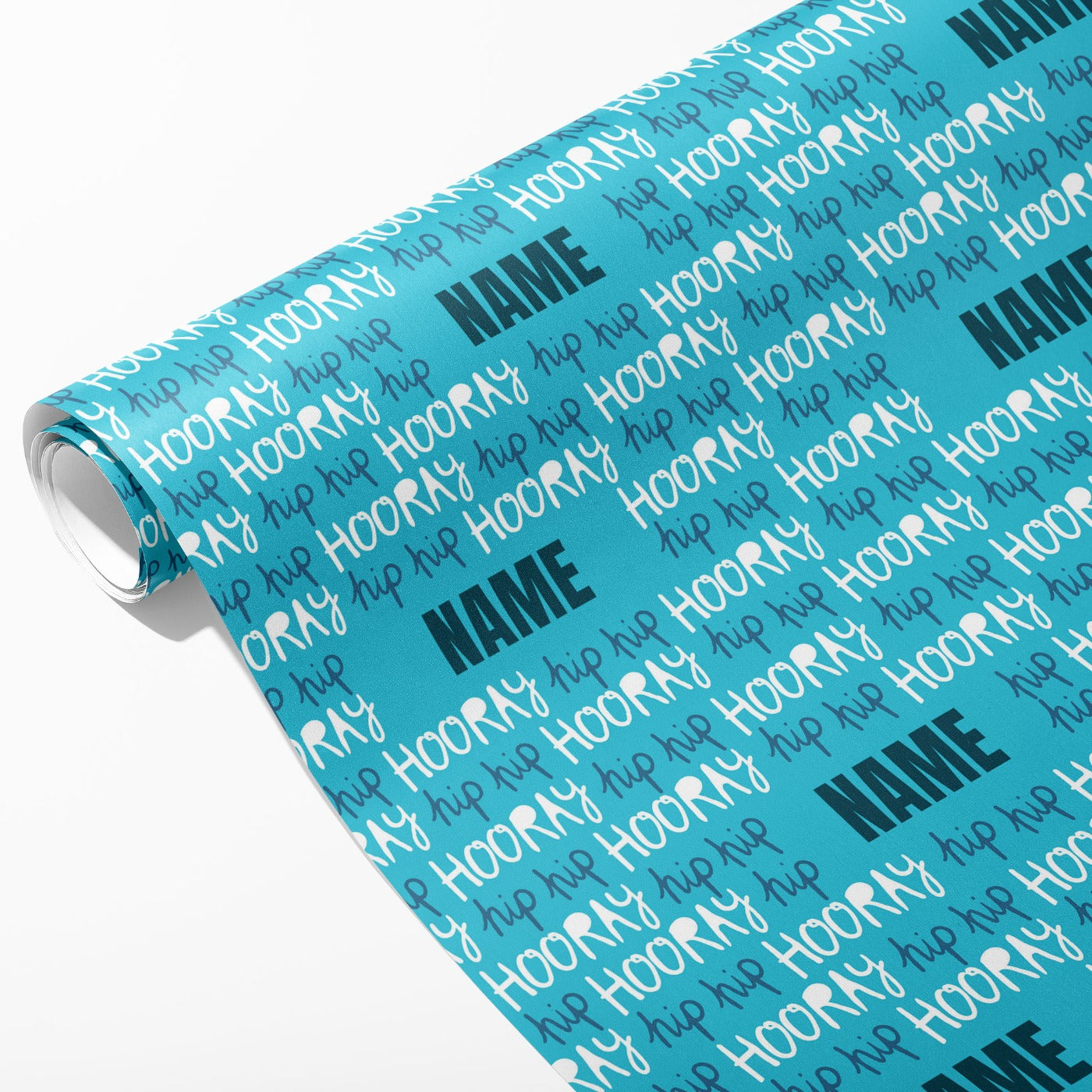 Hip Hip Hooray Blue Name Wrapping Paper